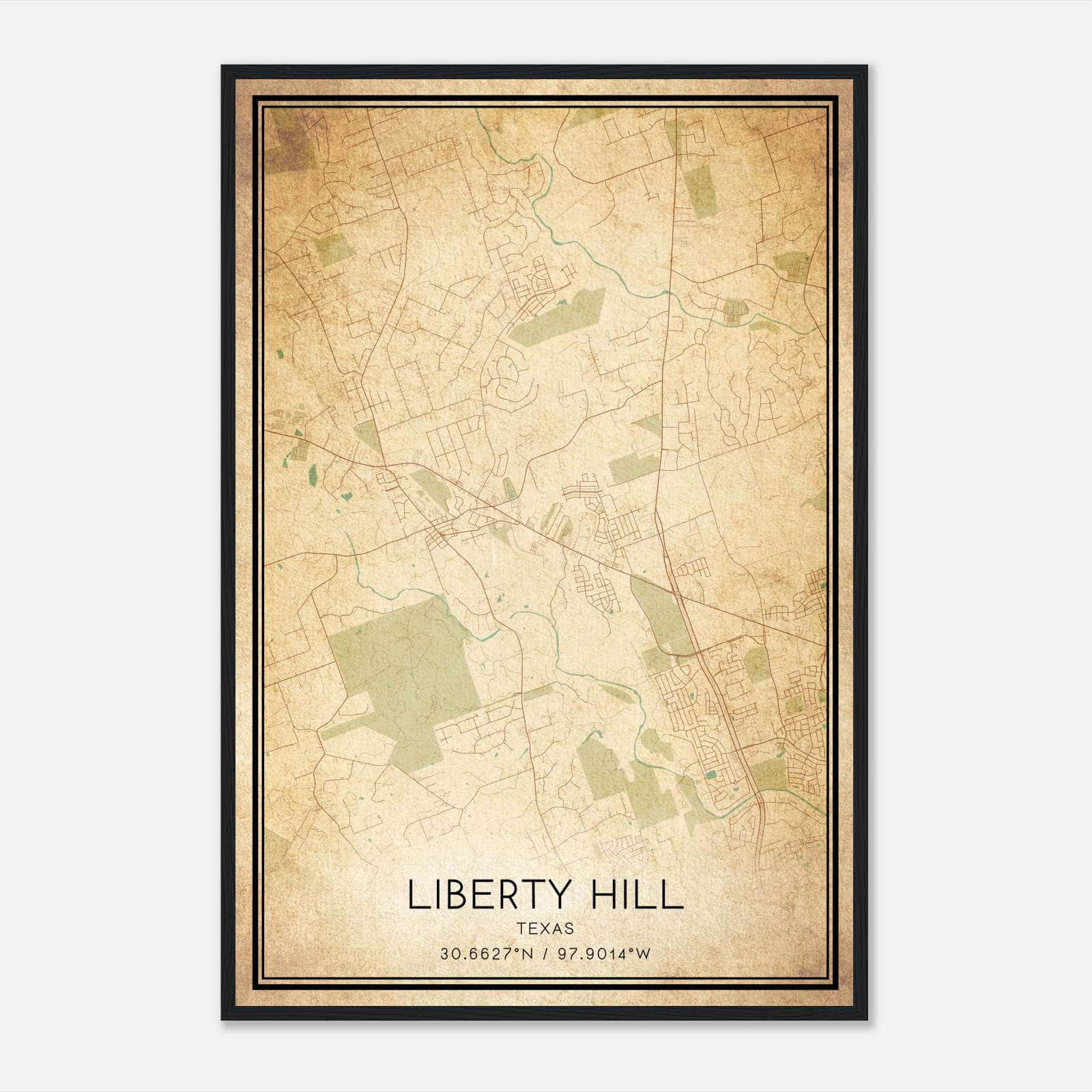 Vintage Liberty Hill Texas Map Poster, Liberty Hill TX City Road Wall Art Print Vintage Liberty Hill Texas Map Poster, Liberty Hill TX City Road Wall Art Print