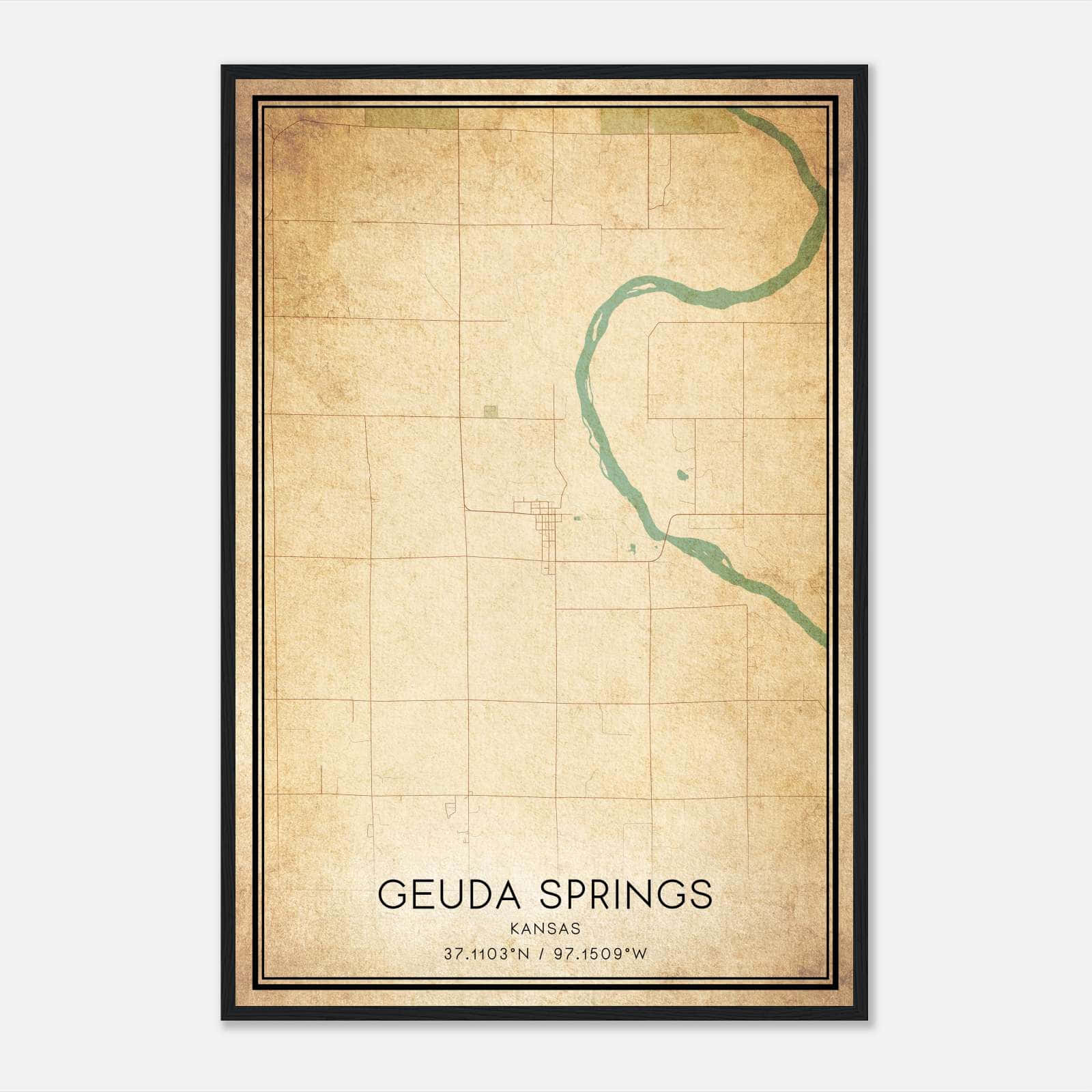 Vintage Geuda Springs Kansas Map Poster, Geuda Springs KS City Road Wall Art Print Vintage Geuda Springs Kansas Map Poster, Geuda Springs KS City Road Wall Art Print