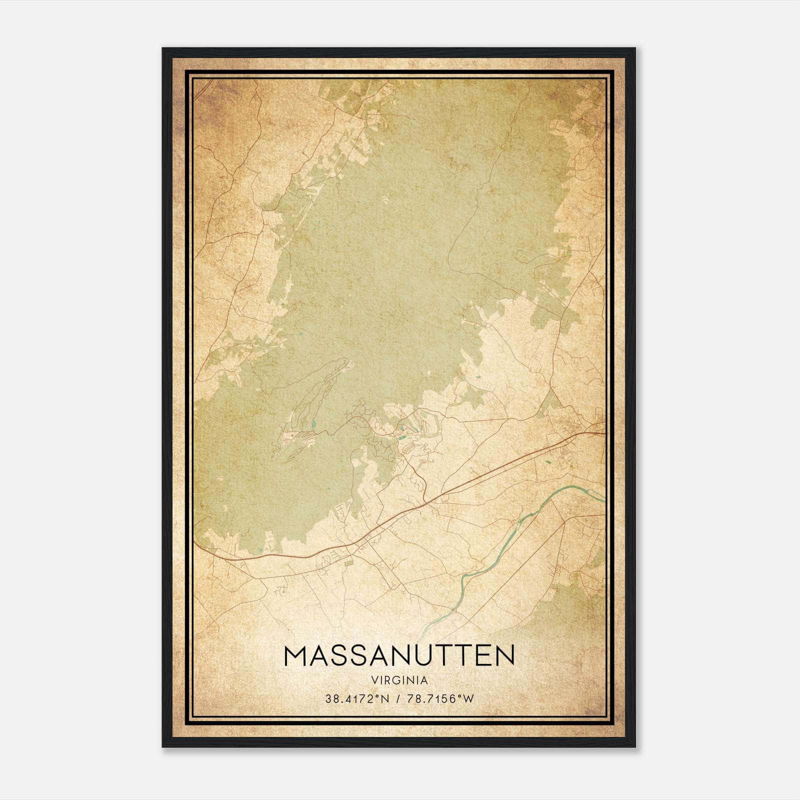Vintage Massanutten Virginia Map Poster, Massanutten VA City Road Wall Art Print Vintage Massanutten Virginia Map Poster, Massanutten VA City Road Wall Art Print