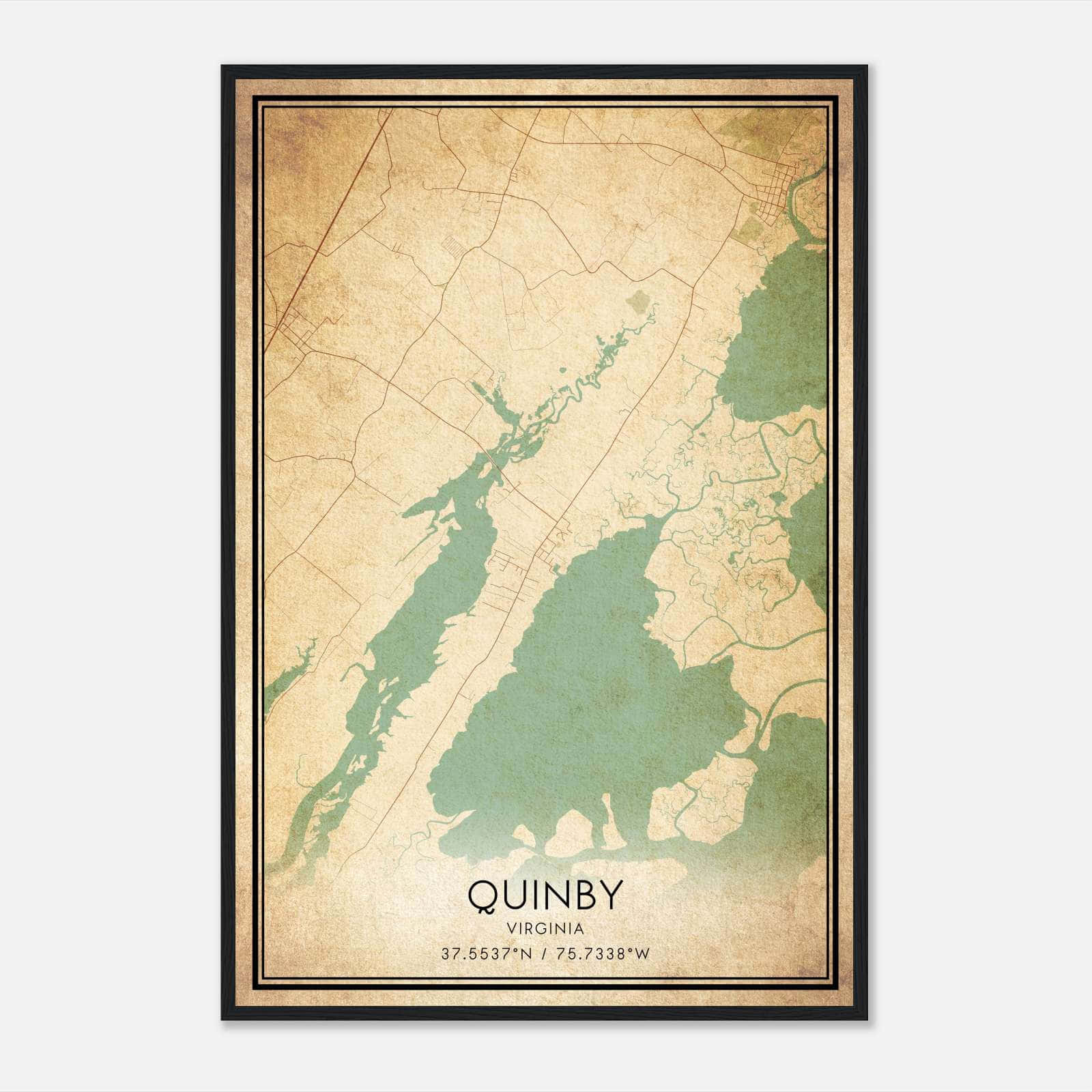 Vintage Quinby Virginia Map Poster, Quinby VA City Road Wall Art Print Vintage Quinby Virginia Map Poster, Quinby VA City Road Wall Art Print