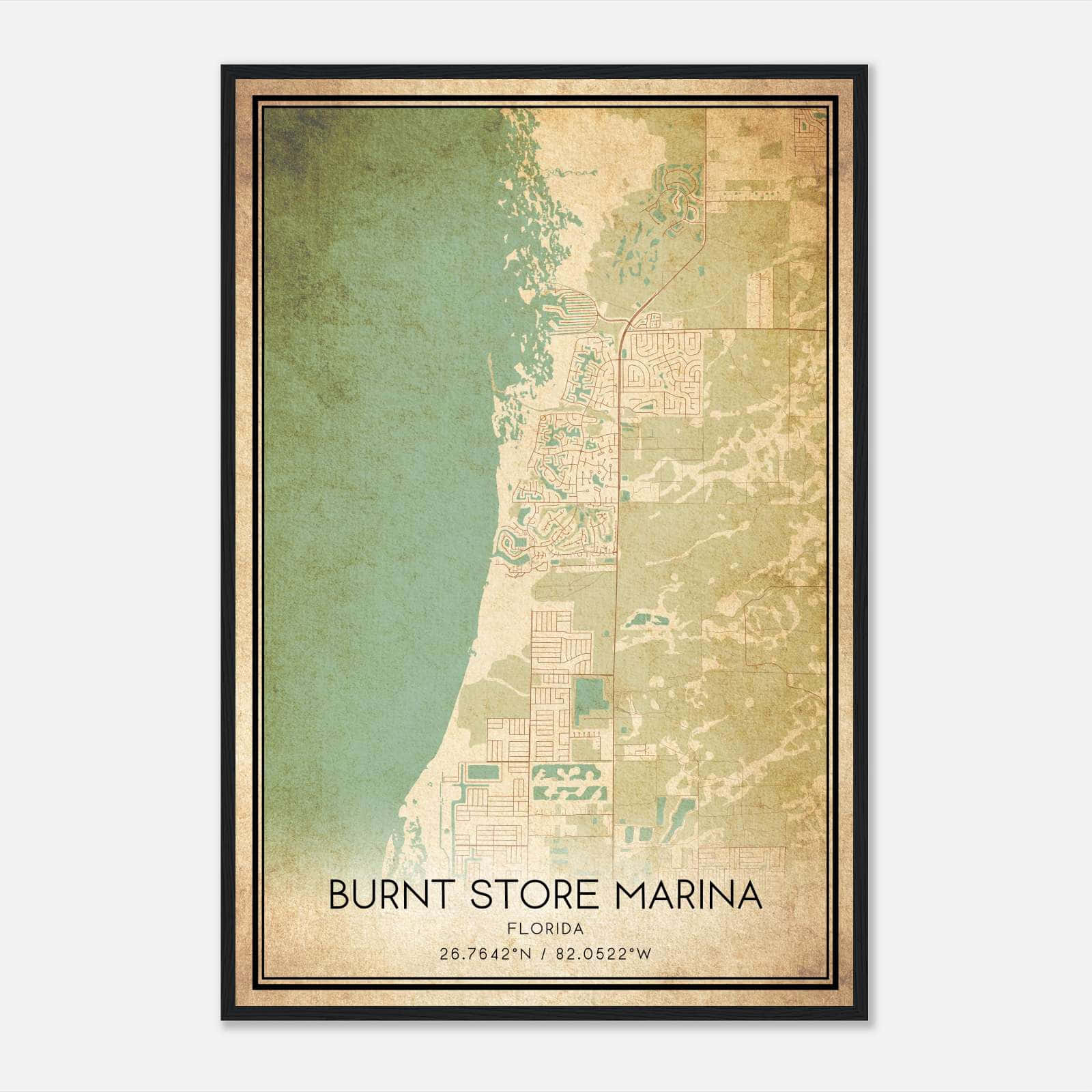 Vintage Burnt Store Marina Florida Map Poster, Burnt Store Marina FL City Road Wall Art Print Vintage Burnt Store Marina Florida Map Poster, Burnt Store Marina FL City Road Wall Art Print