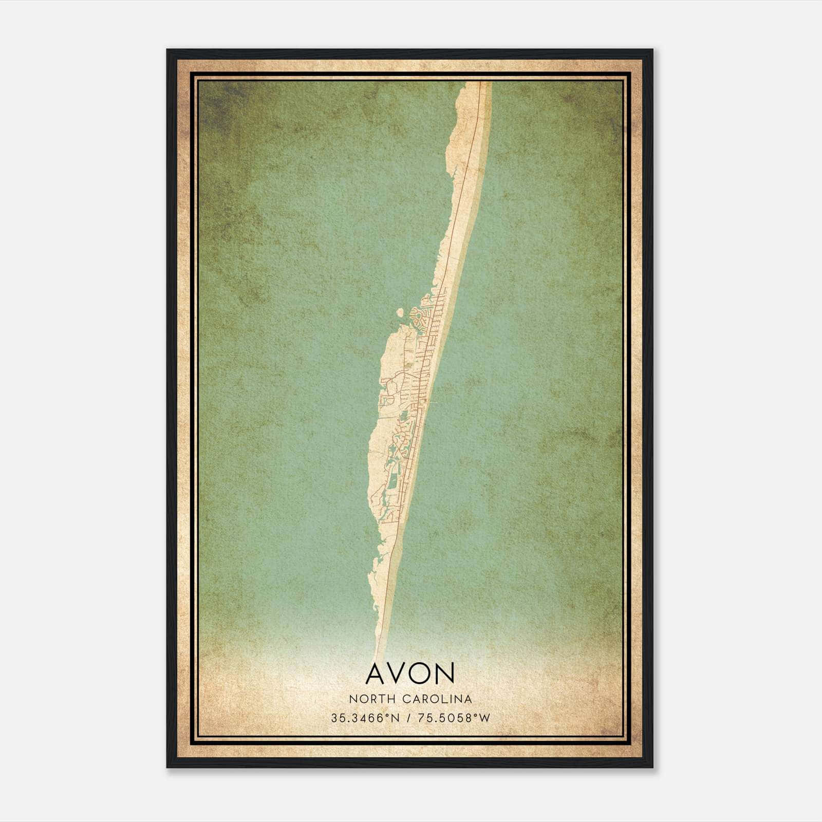 Vintage Avon North Carolina Map Poster, Avon NC City Road Wall Art Print Vintage Avon North Carolina Map Poster, Avon NC City Road Wall Art Print
