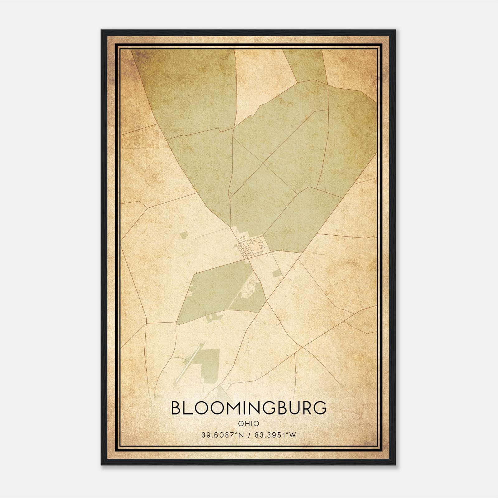 Vintage Bloomingburg Ohio Map Poster, Bloomingburg OH City Road Wall Art Print Vintage Bloomingburg Ohio Map Poster, Bloomingburg OH City Road Wall Art Print