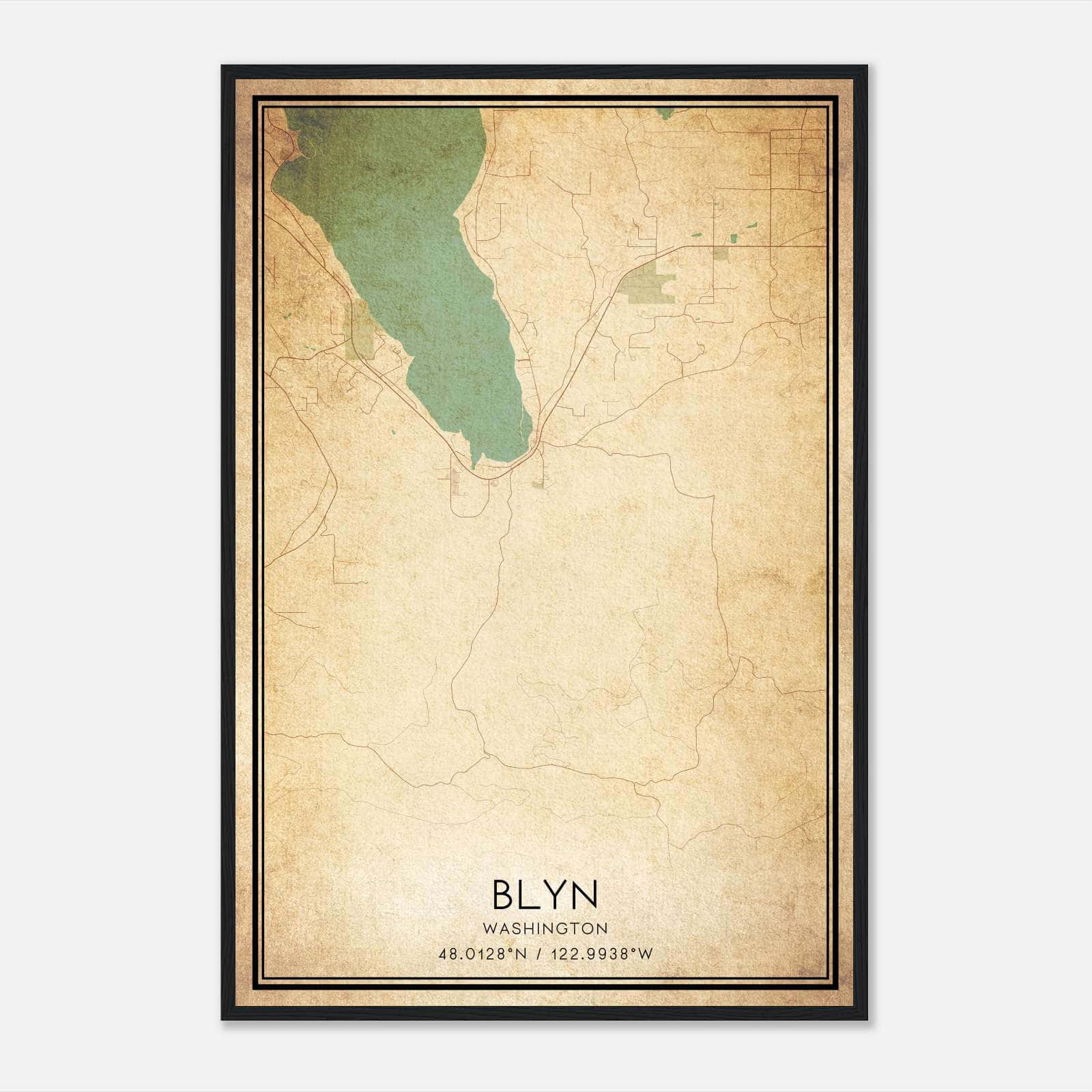Vintage Blyn Washington Map Poster, Blyn WA City Road Wall Art Print Vintage Blyn Washington Map Poster, Blyn WA City Road Wall Art Print