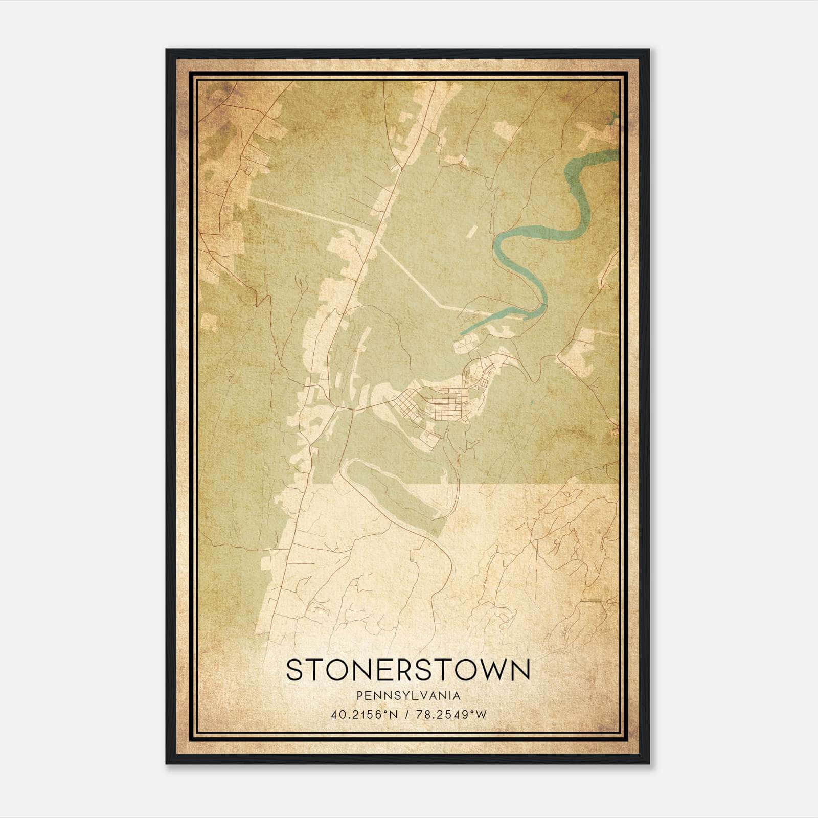 Vintage Stonerstown Pennsylvania Map Poster, Stonerstown PA City Road Wall Art Print Vintage Stonerstown Pennsylvania Map Poster, Stonerstown PA City Road Wall Art Print