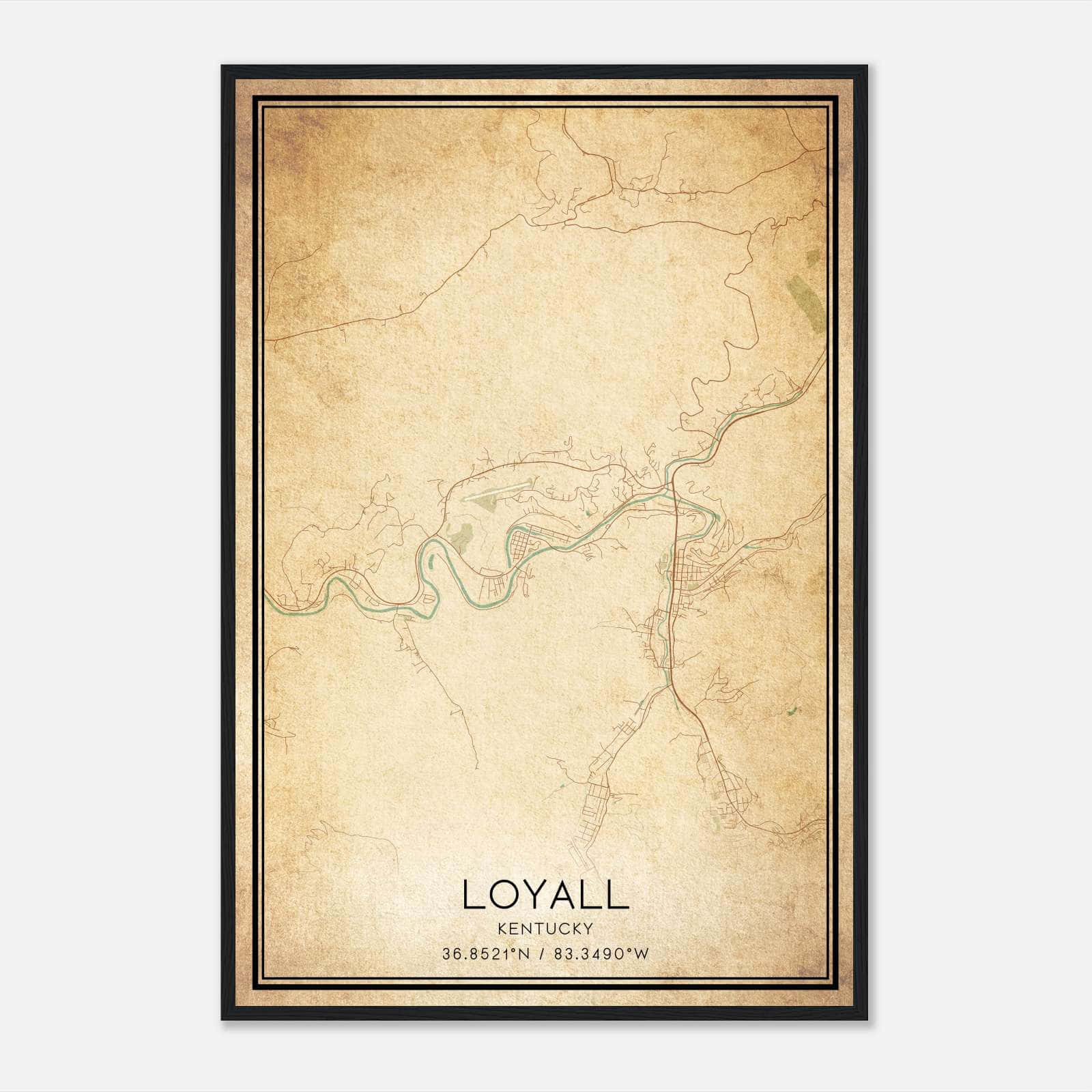 Vintage Loyall Kentucky Map Poster, Loyall KY City Road Wall Art Print Vintage Loyall Kentucky Map Poster, Loyall KY City Road Wall Art Print