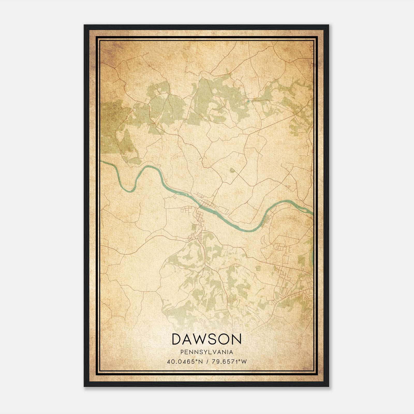 Vintage Dawson Pennsylvania Map Poster, Dawson PA City Road Wall Art Print Vintage Dawson Pennsylvania Map Poster, Dawson PA City Road Wall Art Print