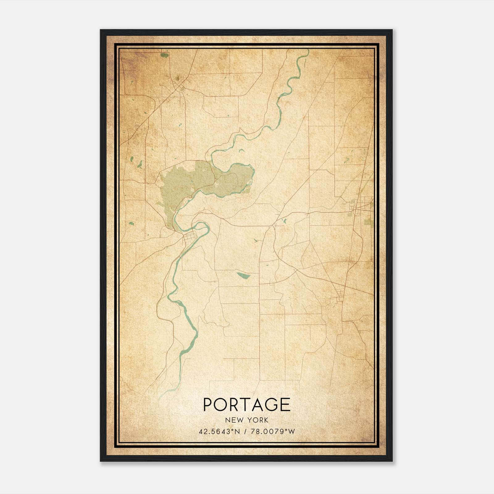 Vintage Portage New York Map Poster, Portage NY City Road Wall Art Print Vintage Portage New York Map Poster, Portage NY City Road Wall Art Print