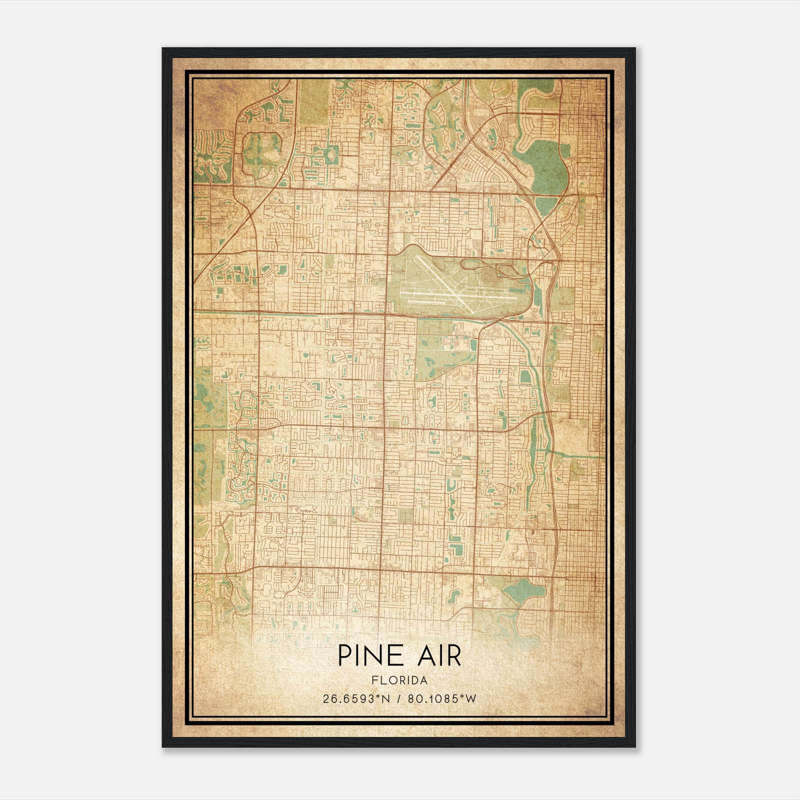 Vintage Pine Air Florida Map Poster, Pine Air FL City Road Wall Art Print Vintage Pine Air Florida Map Poster, Pine Air FL City Road Wall Art Print