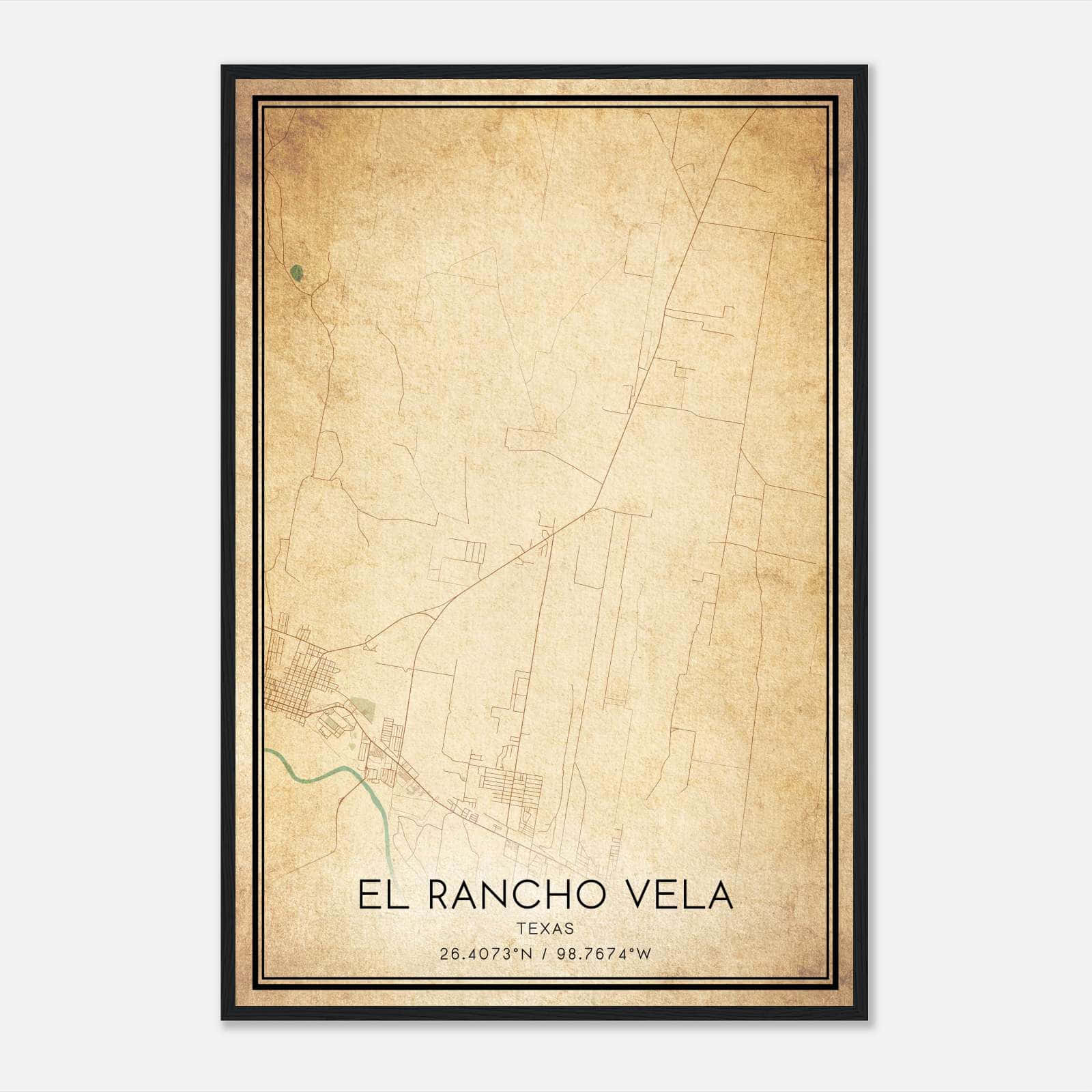 Vintage El Rancho Vela Texas Map Poster, El Rancho Vela TX City Road Wall Art Print Vintage El Rancho Vela Texas Map Poster, El Rancho Vela TX City Road Wall Art Print