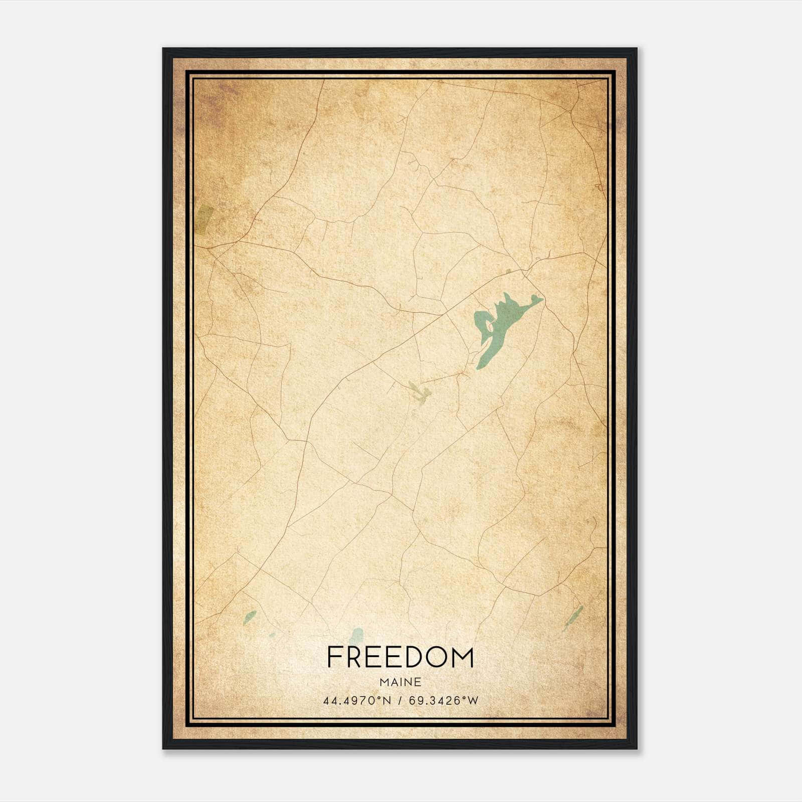 Vintage Freedom Maine Map Poster, Freedom ME City Road Wall Art Print Vintage Freedom Maine Map Poster, Freedom ME City Road Wall Art Print