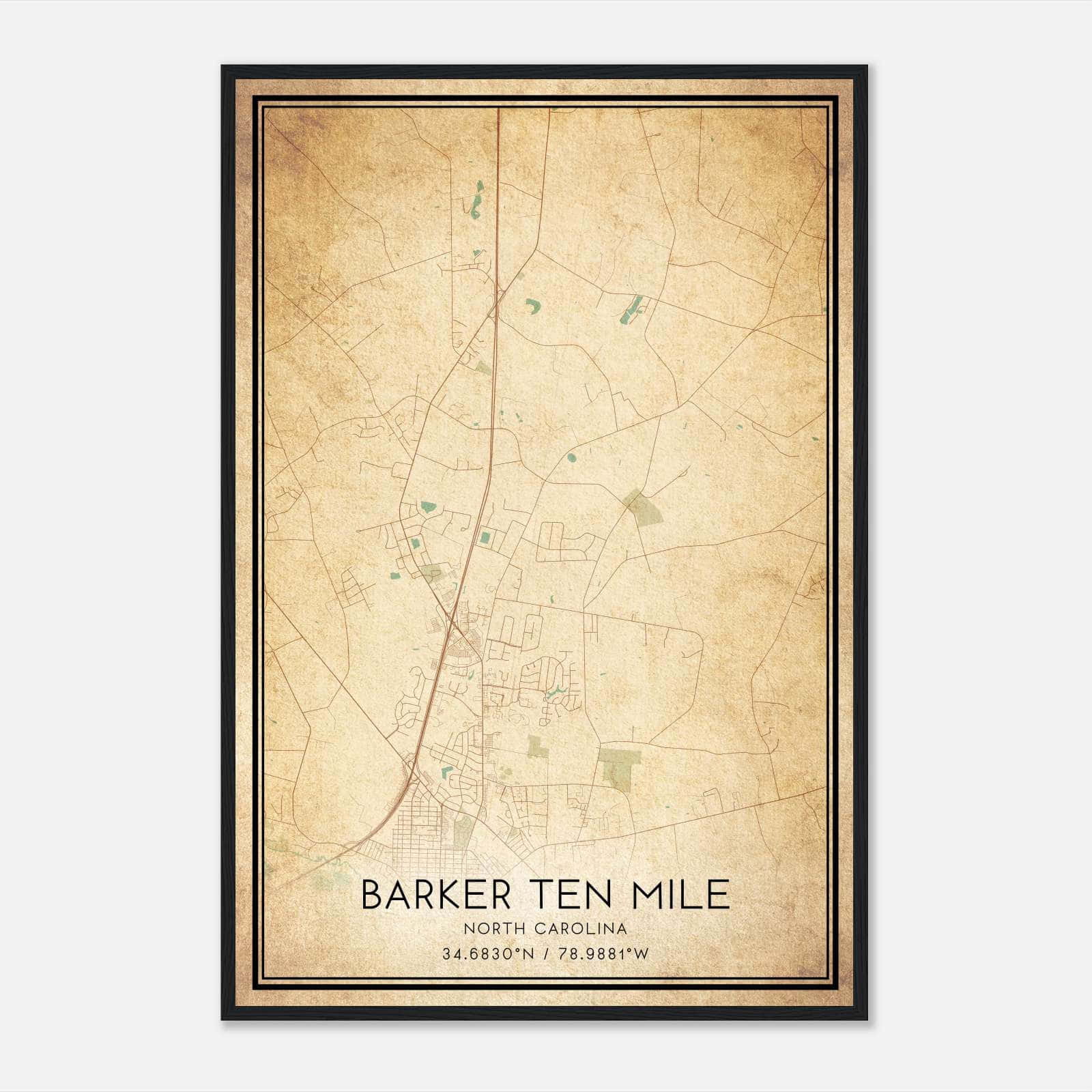 Vintage Barker Ten Mile North Carolina Map Poster, Barker Ten Mile NC City Road Wall Art Print Vintage Barker Ten Mile North Carolina Map Poster, Barker Ten Mile NC City Road Wall Art Print