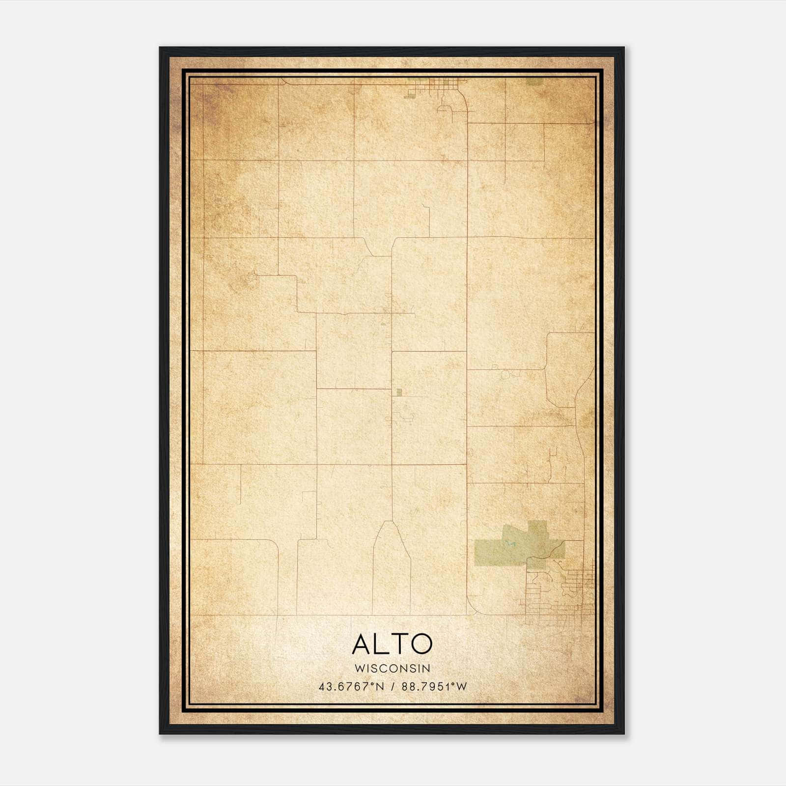 Vintage Alto Wisconsin Map Poster, Alto WI City Road Wall Art Print Vintage Alto Wisconsin Map Poster, Alto WI City Road Wall Art Print