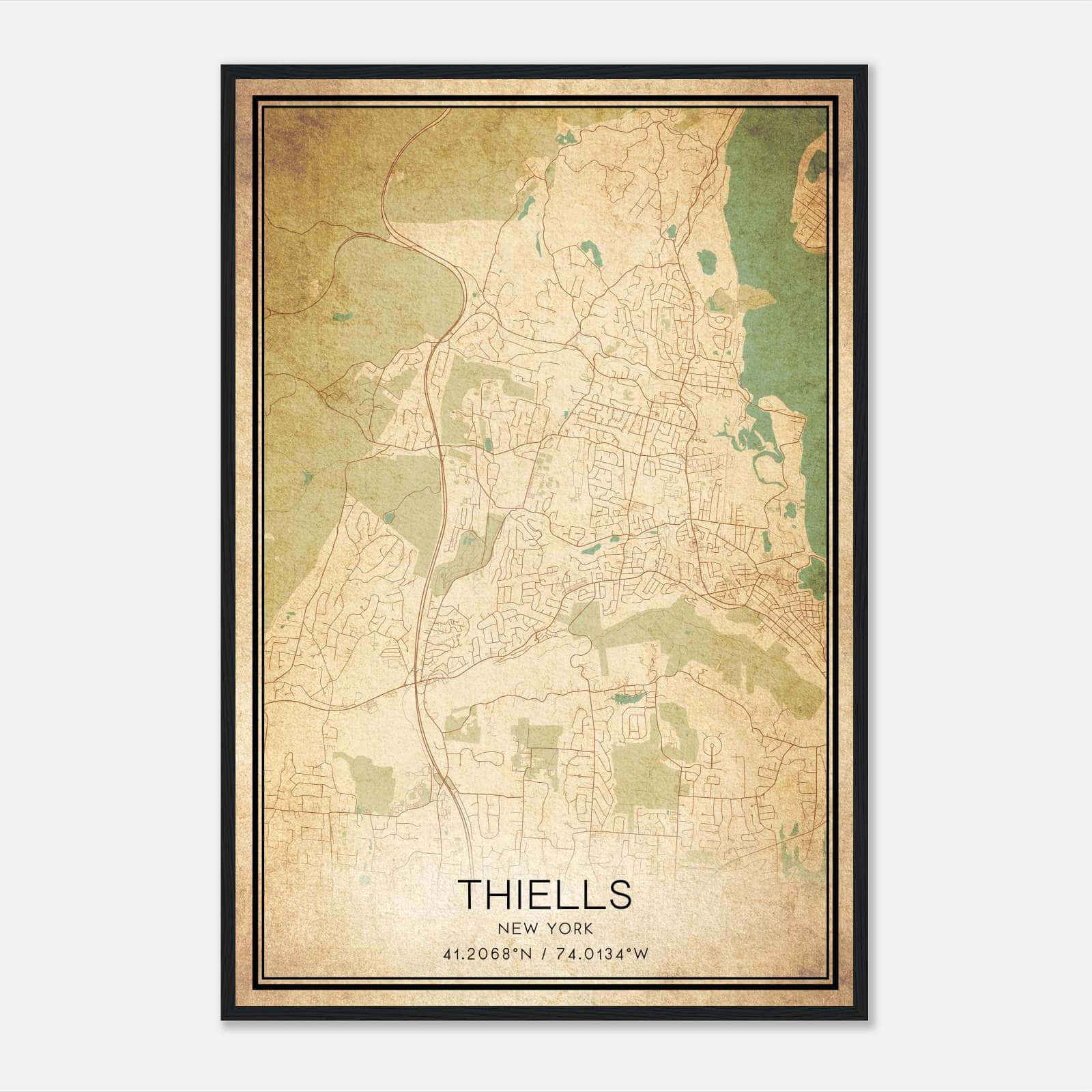 Vintage Thiells New York Map Poster, Thiells NY City Road Wall Art Print Vintage Thiells New York Map Poster, Thiells NY City Road Wall Art Print