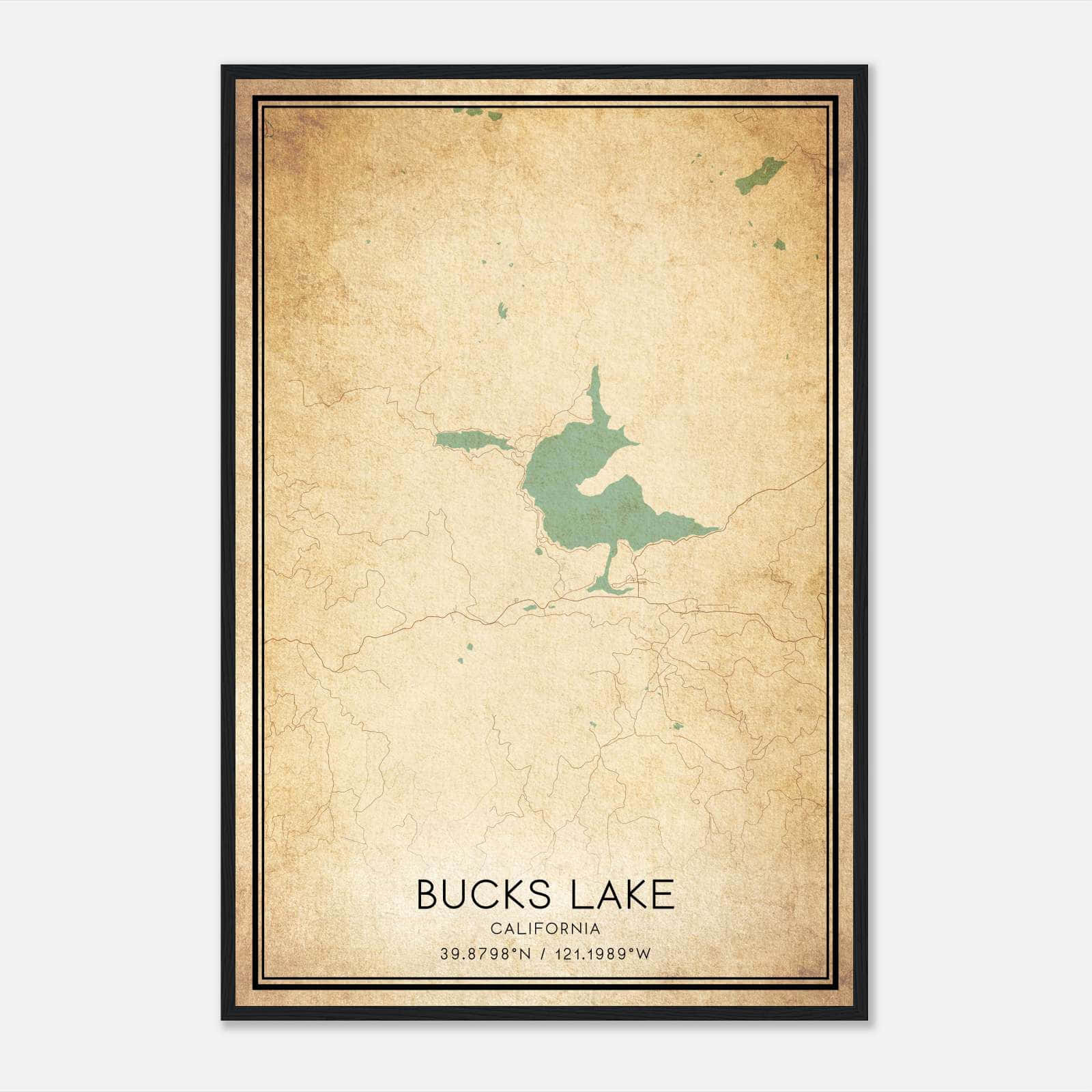 Vintage Bucks Lake California Map Poster, Bucks Lake CA City Road Wall Art Print Vintage Bucks Lake California Map Poster, Bucks Lake CA City Road Wall Art Print