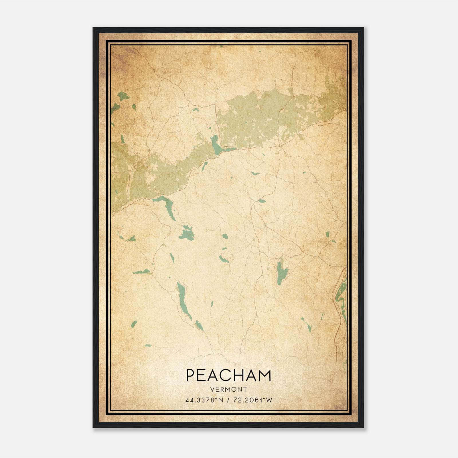 Vintage Peacham Vermont Map Poster, Peacham VT City Road Wall Art Print Vintage Peacham Vermont Map Poster, Peacham VT City Road Wall Art Print