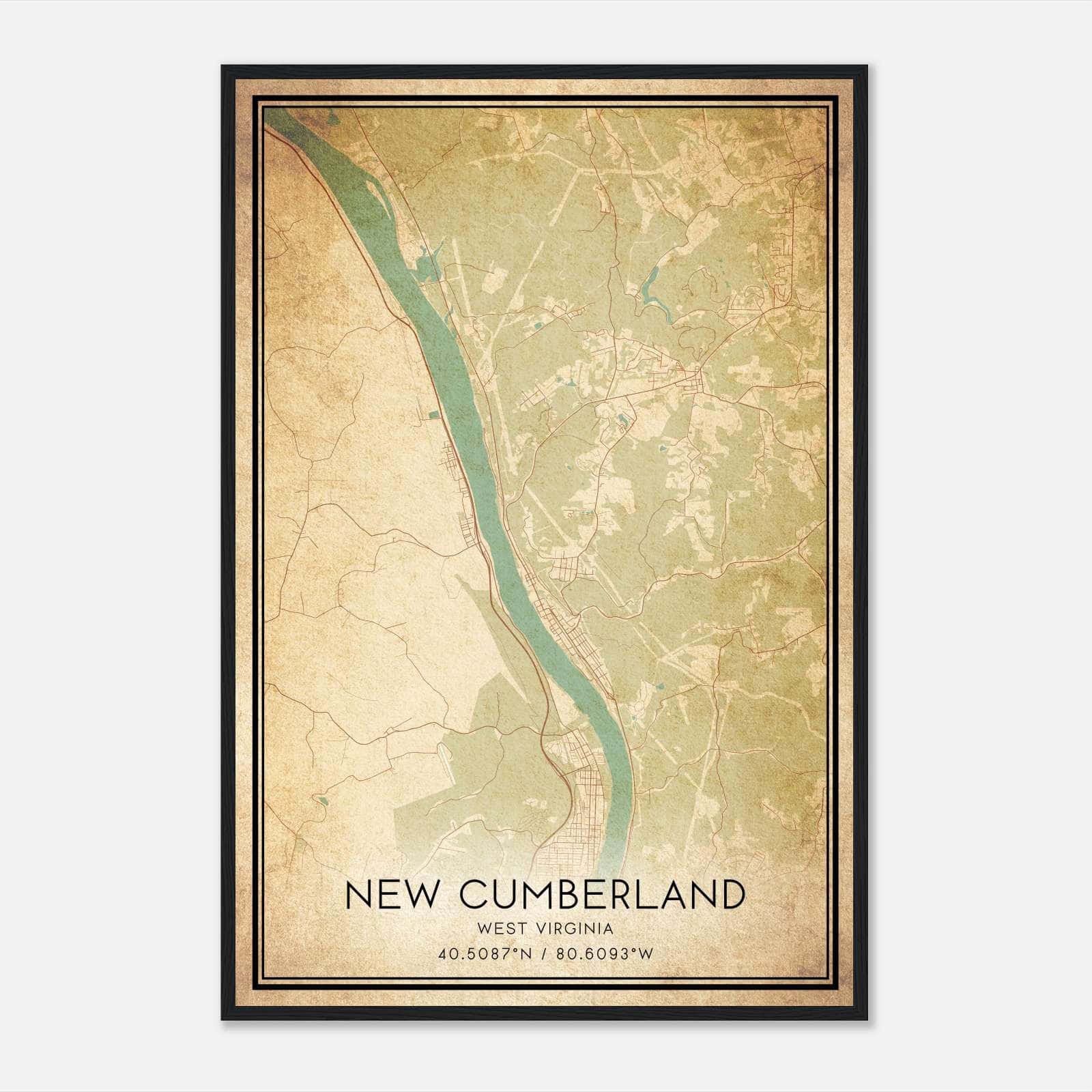 Vintage New Cumberland West Virginia Map Poster, New Cumberland WV City Road Wall Art Print Vintage New Cumberland West Virginia Map Poster, New Cumberland WV City Road Wall Art Print