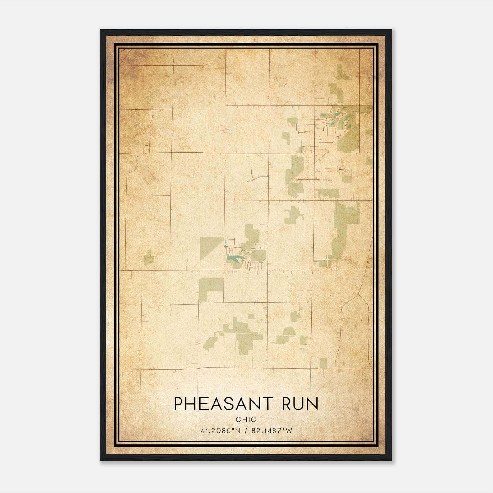 Vintage Pheasant Run Ohio Map Poster, Pheasant Run OH City Road Wall Art Print Vintage Pheasant Run Ohio Map Poster, Pheasant Run OH City Road Wall Art Print