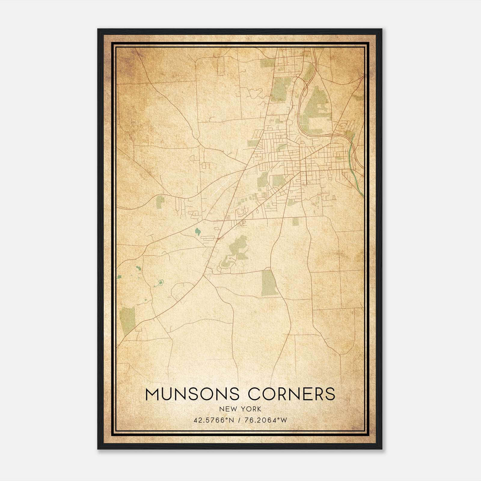 Vintage Munsons Corners New York Map Poster, Munsons Corners NY City Road Wall Art Print Vintage Munsons Corners New York Map Poster, Munsons Corners NY City Road Wall Art Print