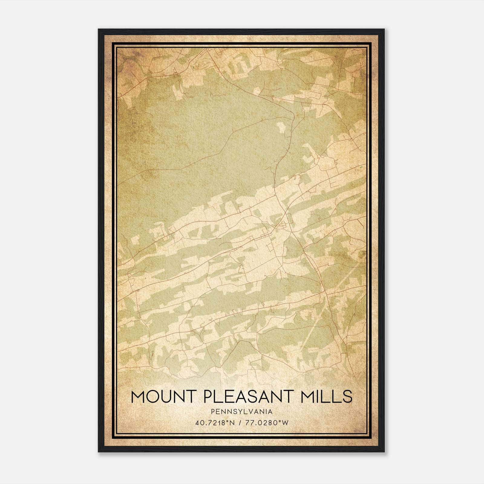 Vintage Mount Pleasant Mills Pennsylvania Map Poster, Mount Pleasant Mills PA City Road Wall Art Print Vintage Mount Pleasant Mills Pennsylvania Map Poster, Mount Pleasant Mills PA City Road Wall Art Print