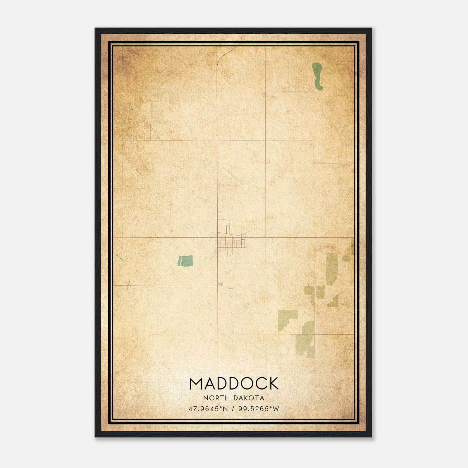 Vintage Maddock North Dakota Map Poster, Maddock ND City Road Wall Art Print Vintage Maddock North Dakota Map Poster, Maddock ND City Road Wall Art Print