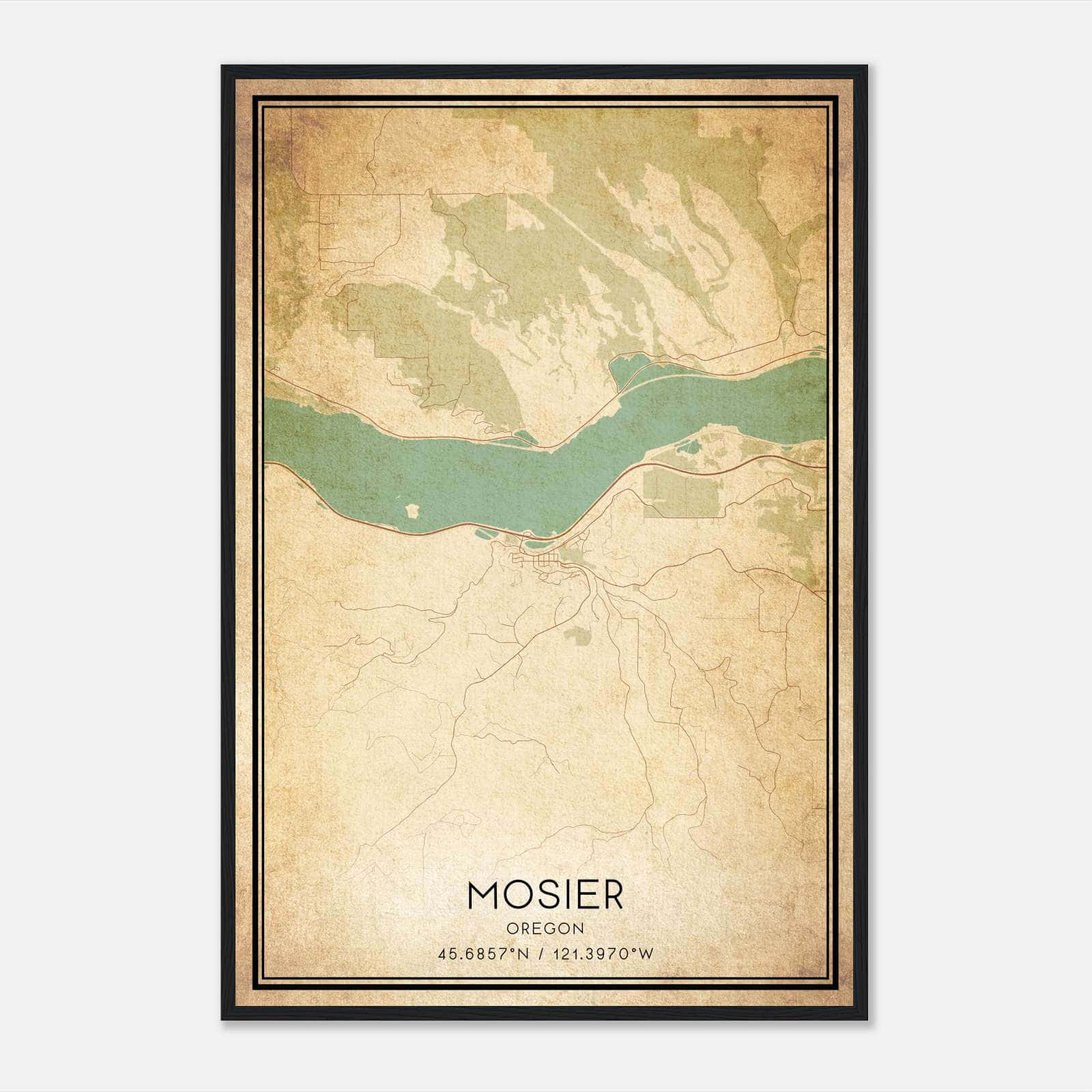 Vintage Mosier Oregon Map Poster, Mosier OR City Road Wall Art Print Vintage Mosier Oregon Map Poster, Mosier OR City Road Wall Art Print