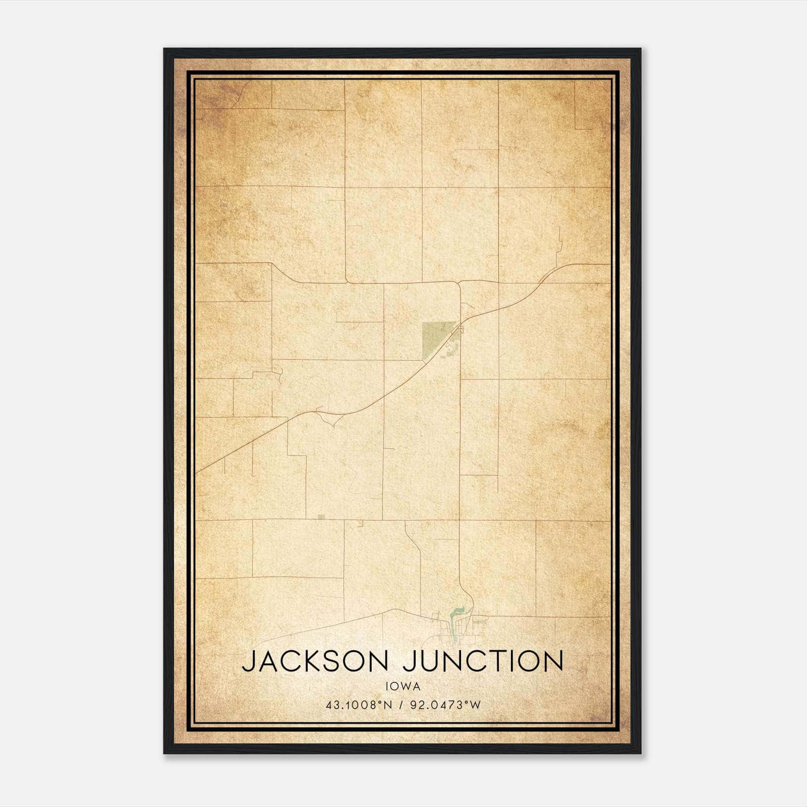 Vintage Jackson Junction Iowa Map Poster, Jackson Junction IA City Road Wall Art Print Vintage Jackson Junction Iowa Map Poster, Jackson Junction IA City Road Wall Art Print