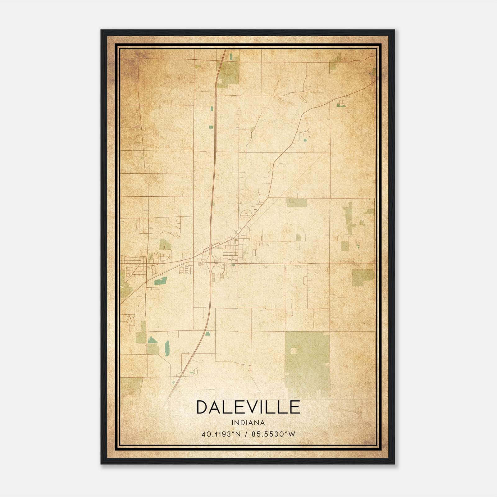 Vintage Daleville Indiana Map Poster, Daleville IN City Road Wall Art Print Vintage Daleville Indiana Map Poster, Daleville IN City Road Wall Art Print