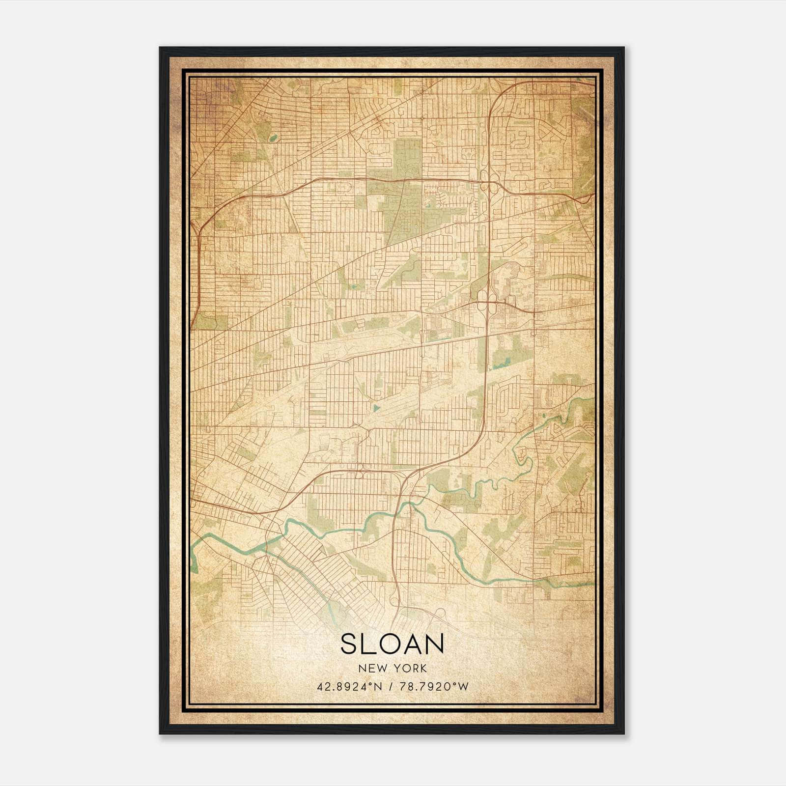 Vintage Sloan New York Map Poster, Sloan NY City Road Wall Art Print Vintage Sloan New York Map Poster, Sloan NY City Road Wall Art Print