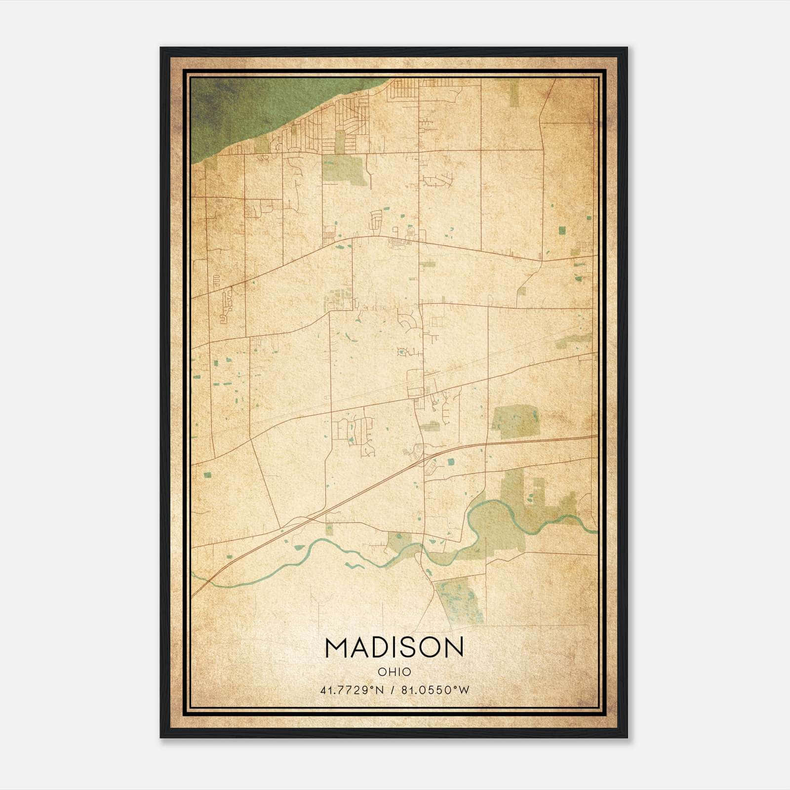 Vintage Madison Ohio Map Poster, Madison OH City Road Wall Art Print Vintage Madison Ohio Map Poster, Madison OH City Road Wall Art Print