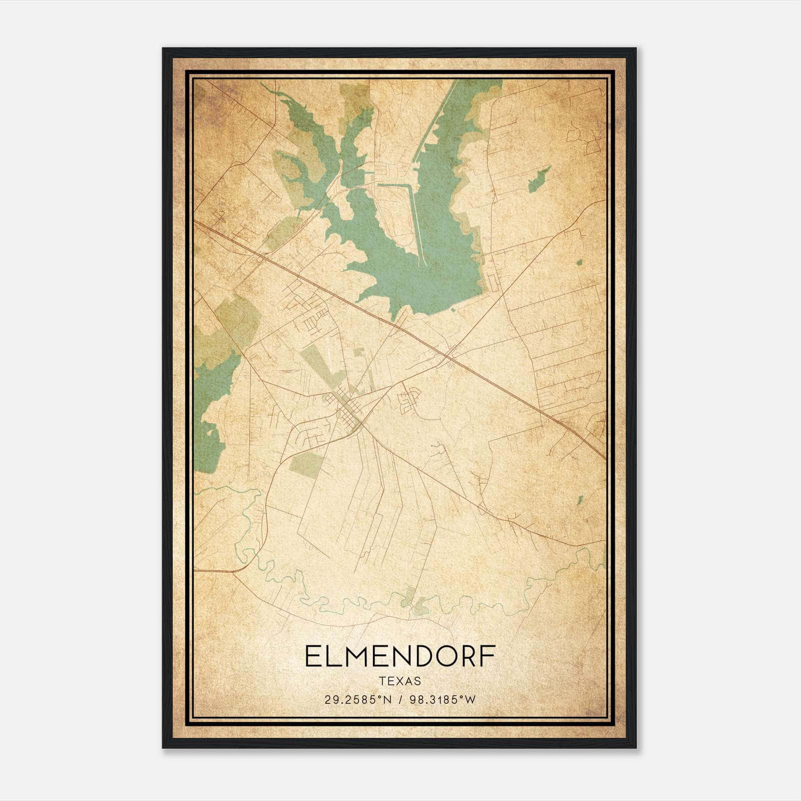 Vintage Elmendorf Texas Map Poster, Elmendorf TX City Road Wall Art Print Vintage Elmendorf Texas Map Poster, Elmendorf TX City Road Wall Art Print