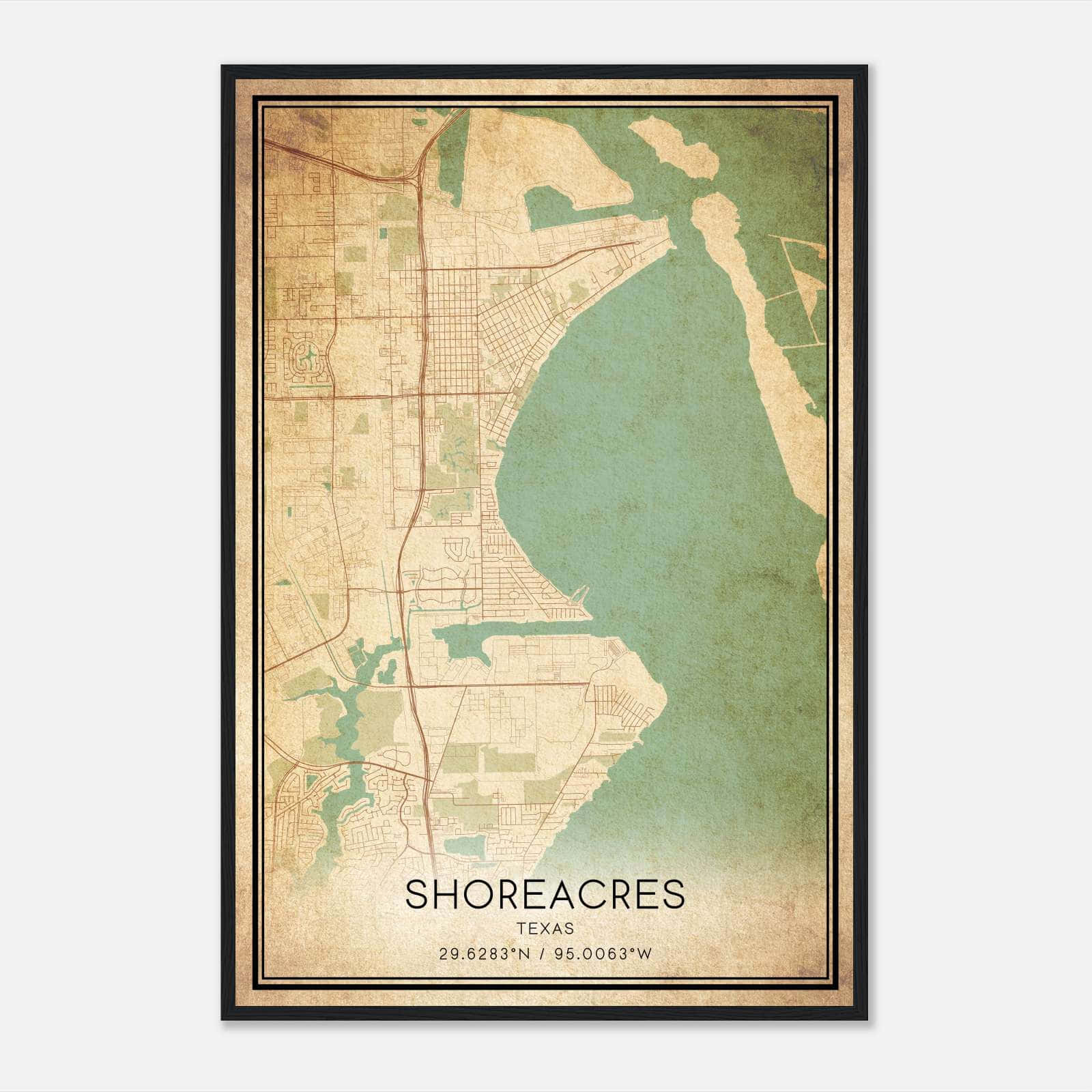 Vintage Shoreacres Texas Map Poster, Shoreacres TX City Road Wall Art Print Vintage Shoreacres Texas Map Poster, Shoreacres TX City Road Wall Art Print