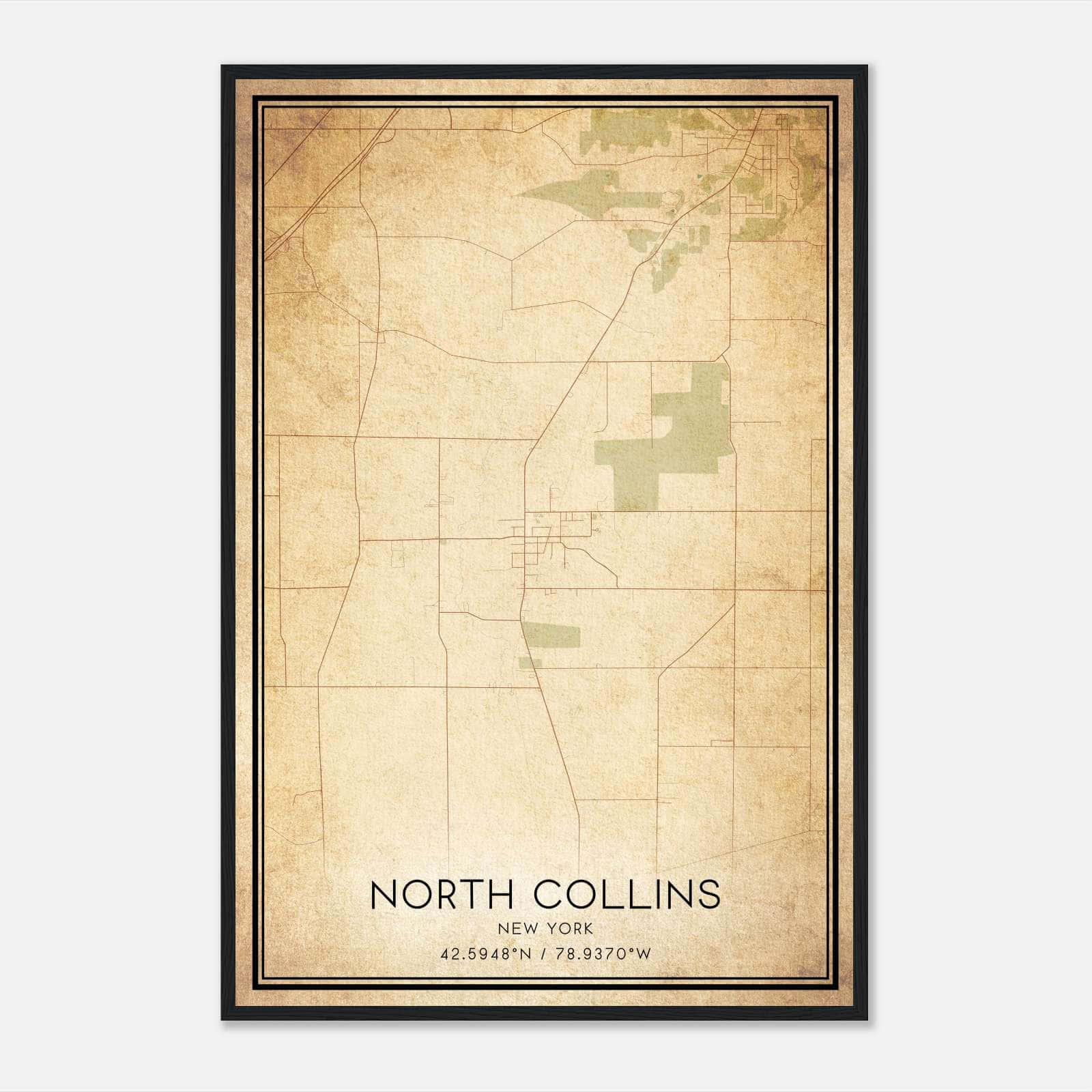 Vintage North Collins New York Map Poster, North Collins NY City Road Wall Art Print Vintage North Collins New York Map Poster, North Collins NY City Road Wall Art Print