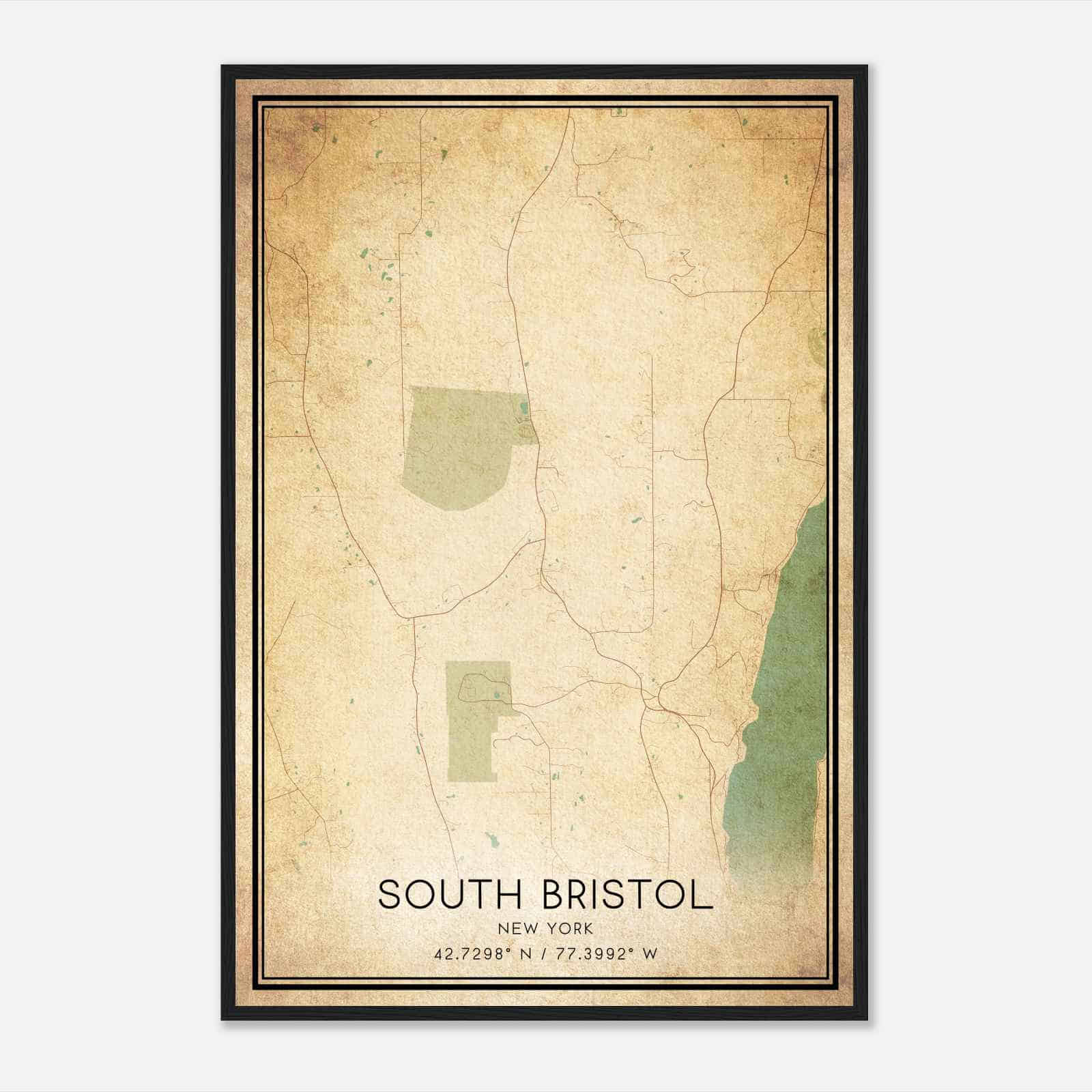 Vintage South Bristol New York Map Poster, South Bristol NY City Road Wall Art Print Vintage South Bristol New York Map Poster, South Bristol NY City Road Wall Art Print
