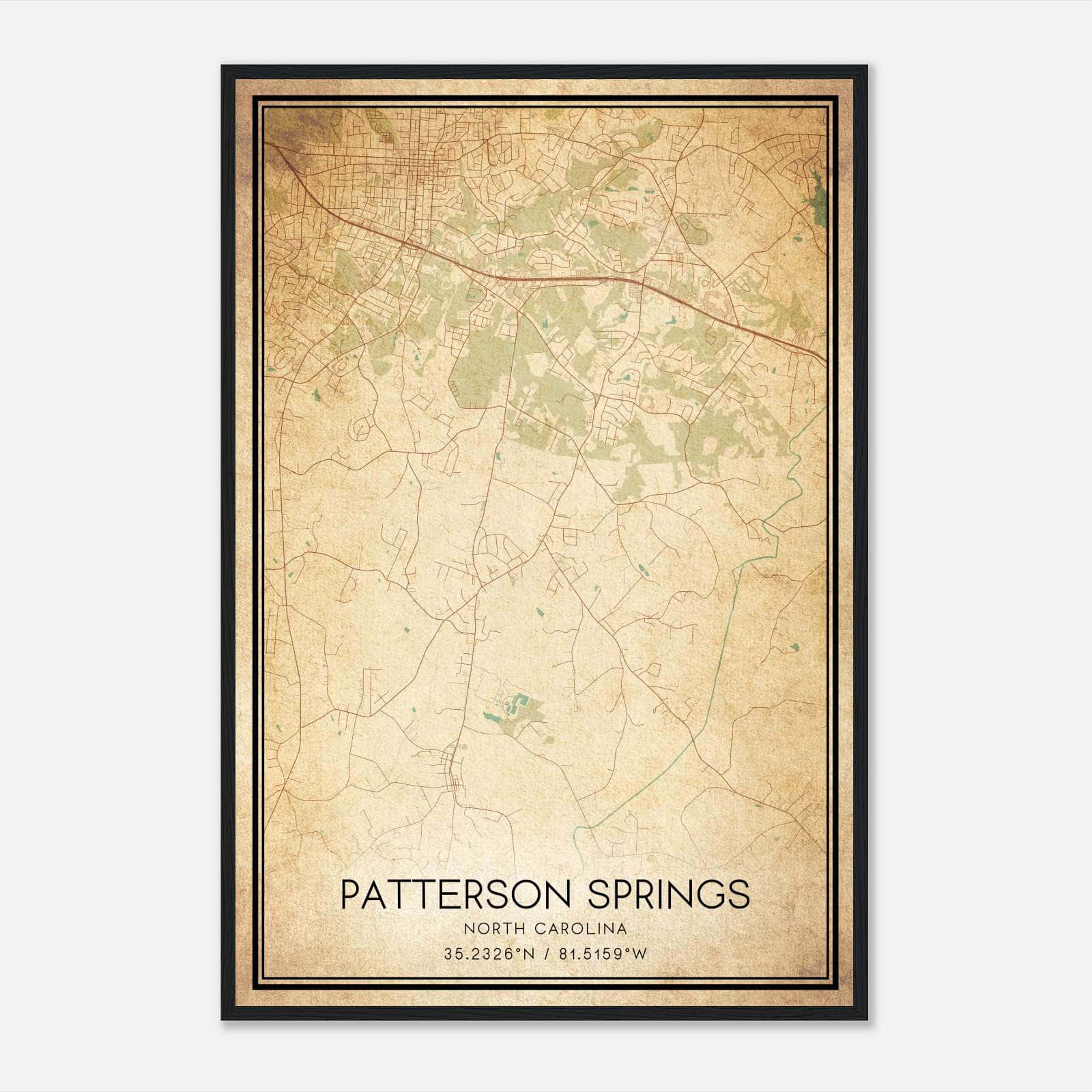 Vintage Patterson Springs North Carolina Map Poster, Patterson Springs NC City Road Wall Art Print Vintage Patterson Springs North Carolina Map Poster, Patterson Springs NC City Road Wall Art Print