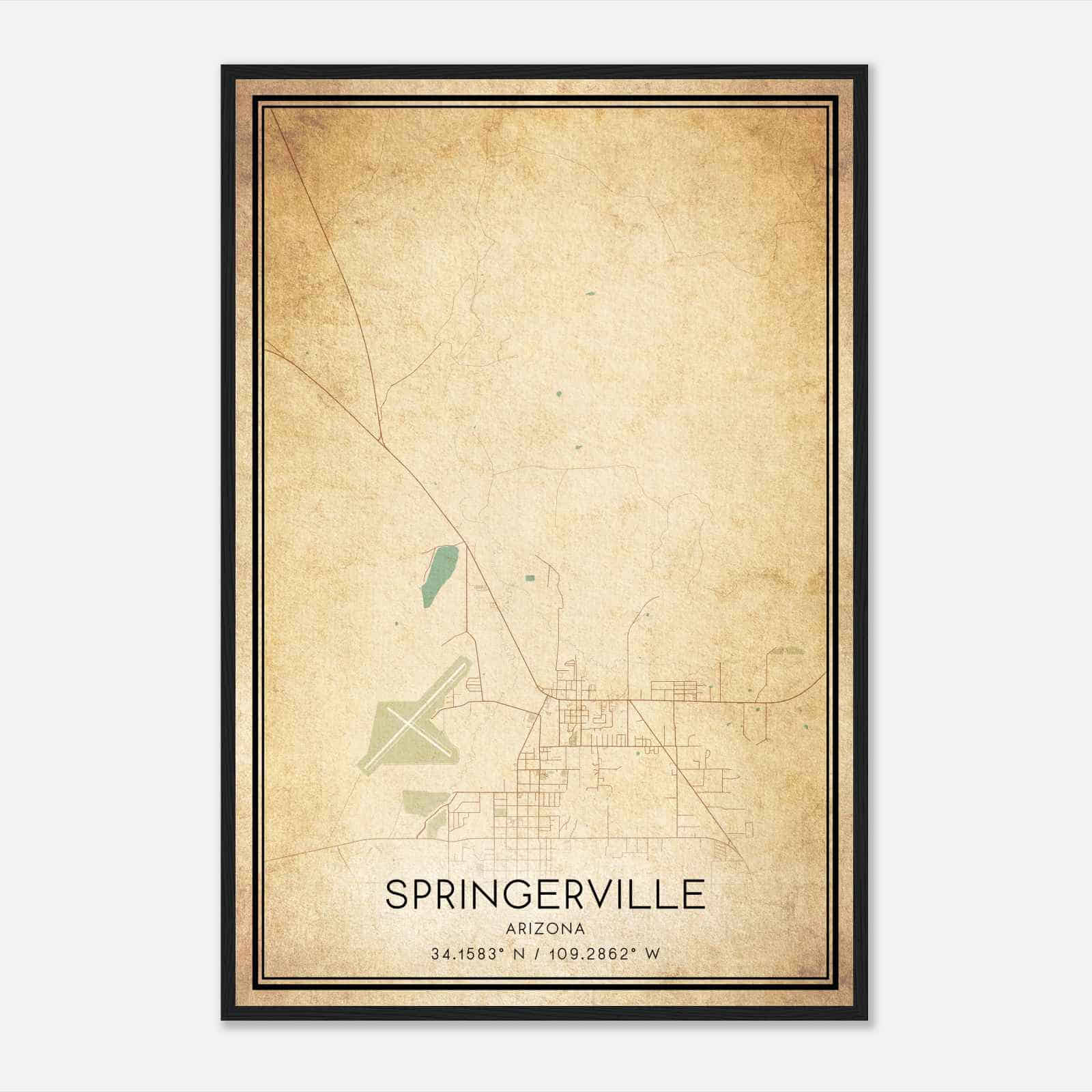 Vintage Springerville Arizona Map Poster, Springerville AZ City Road Wall Art Print Vintage Springerville Arizona Map Poster, Springerville AZ City Road Wall Art Print