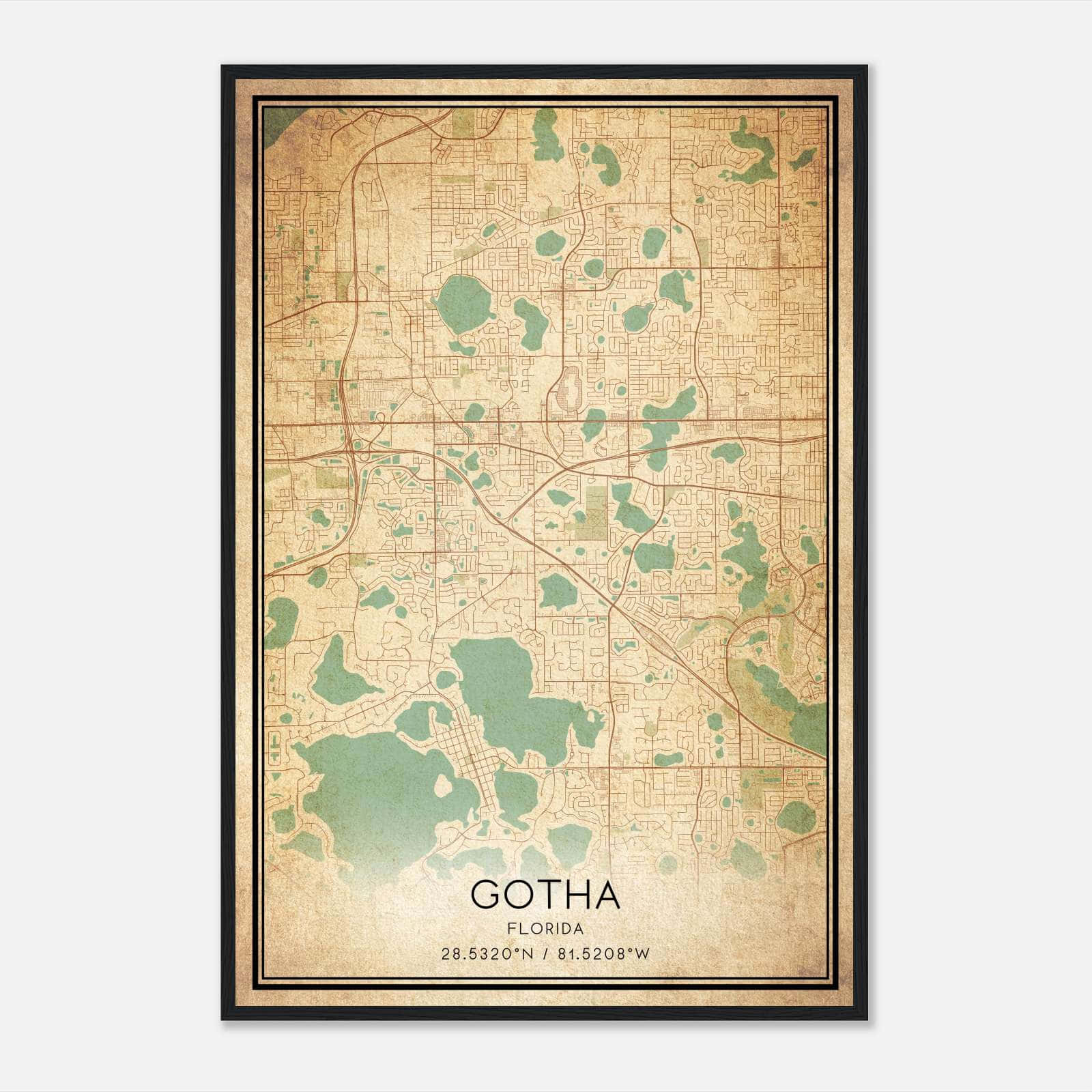 Vintage Gotha Florida Map Poster - 24f6486e05896526fb6fa6f960378088
