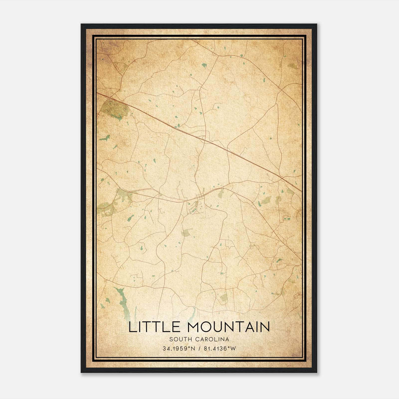 Vintage Little Mountain South Carolina Map Poster, Little Mountain SC City Road Wall Art Print Vintage Little Mountain South Carolina Map Poster, Little Mountain SC City Road Wall Art Print