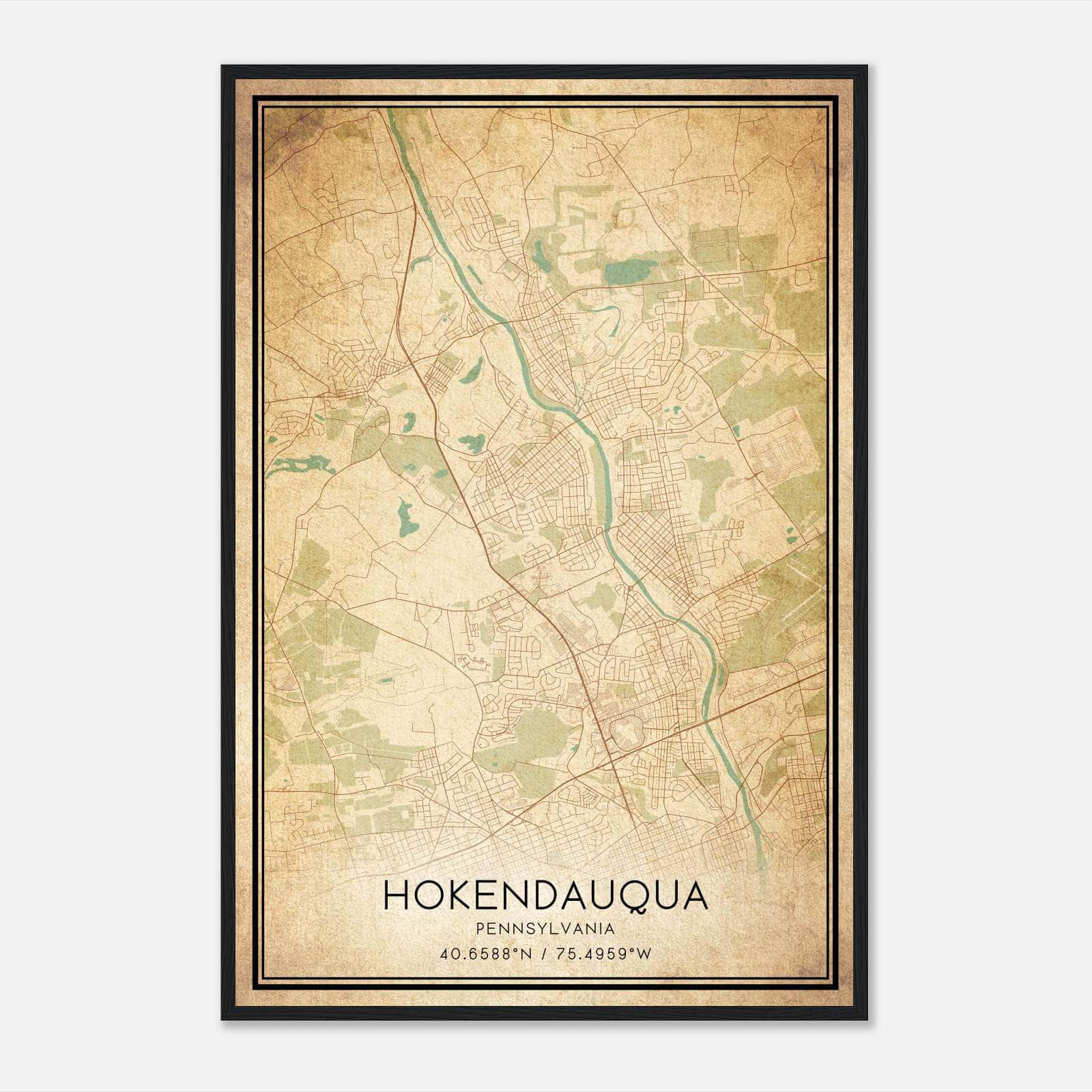 Vintage Hokendauqua Pennsylvania Map Poster, Hokendauqua PA City Road Wall Art Print Vintage Hokendauqua Pennsylvania Map Poster, Hokendauqua PA City Road Wall Art Print