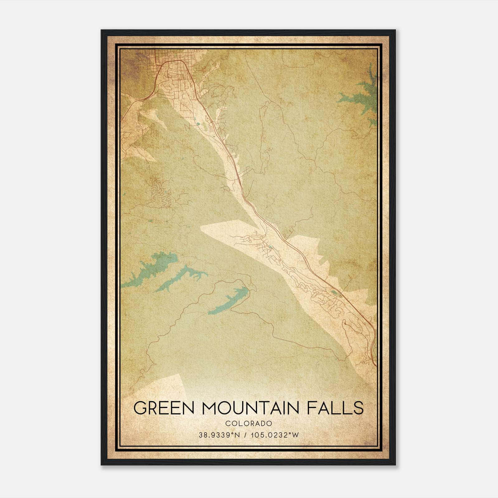 Vintage Green Mountain Falls Colorado Map Poster, Green Mountain Falls CO City Road Wall Art Print Vintage Green Mountain Falls Colorado Map Poster, Green Mountain Falls CO City Road Wall Art Print