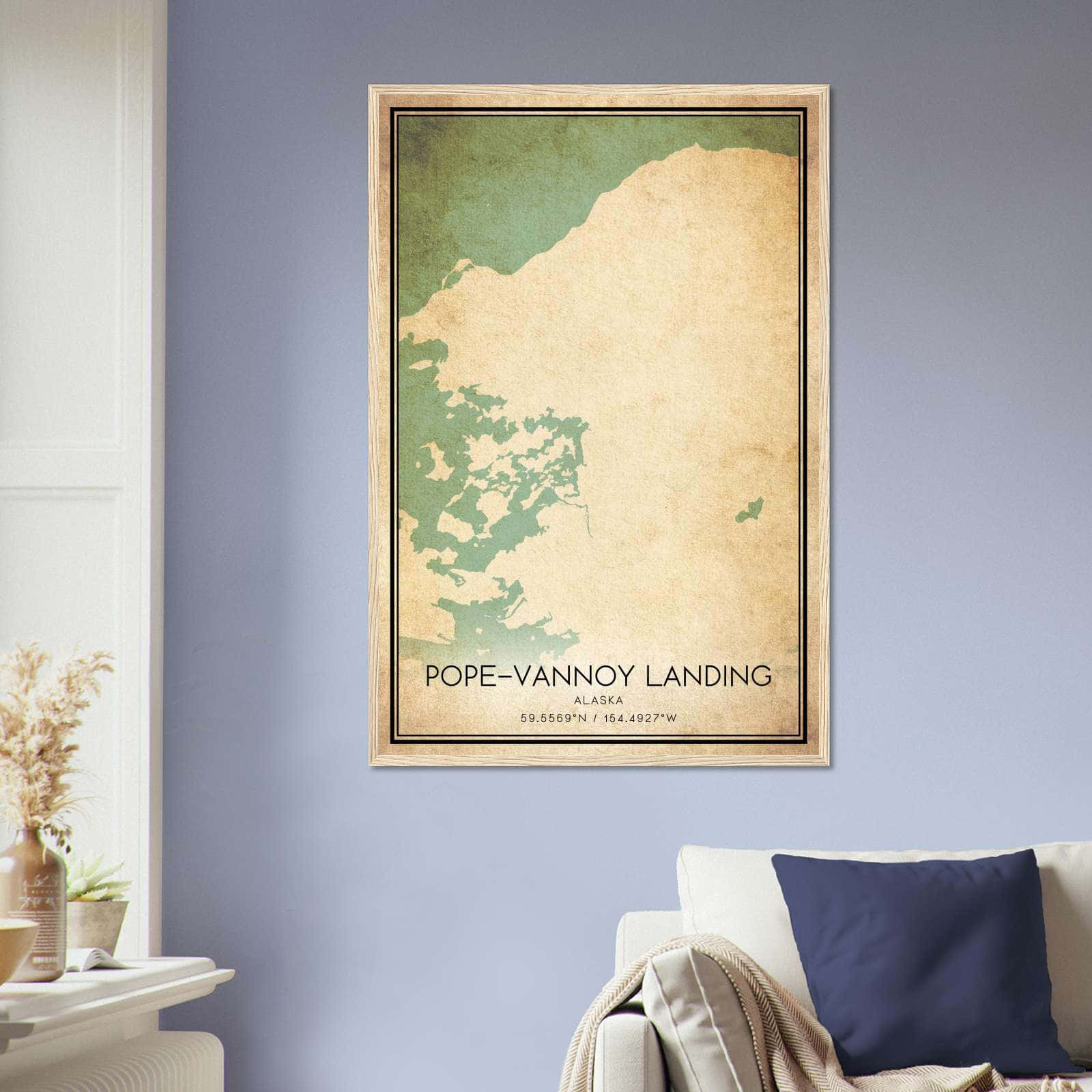 Vintage Pope-Vannoy Landing Alaska Map Poster, Pope-Vannoy Landing AK City Road Wall Art Print