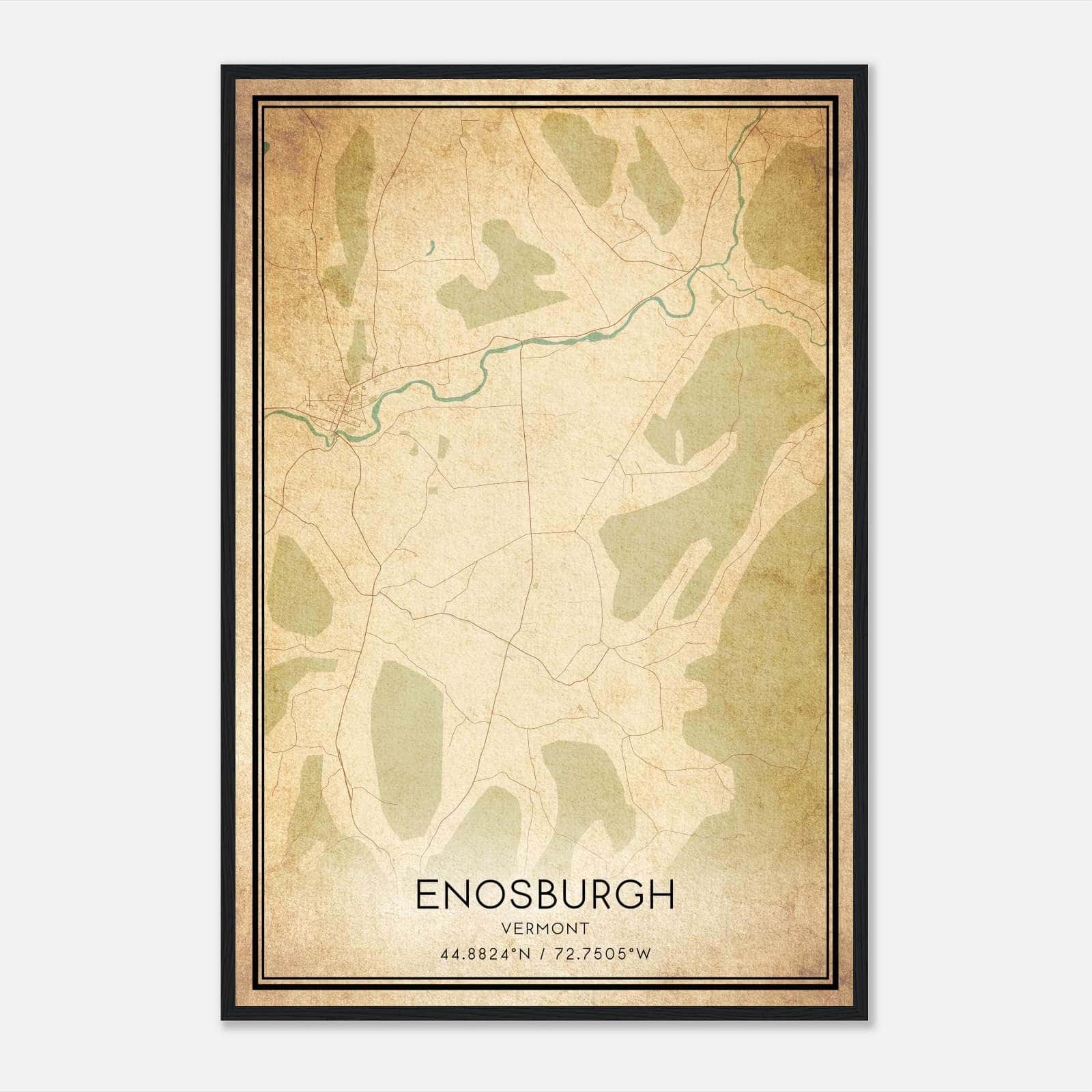 Vintage Enosburgh Vermont Map Poster, Enosburgh VT City Road Wall Art Print Vintage Enosburgh Vermont Map Poster, Enosburgh VT City Road Wall Art Print
