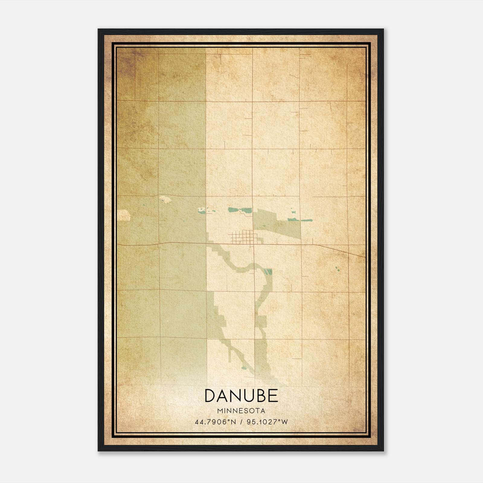 Vintage Danube Minnesota Map Poster, Danube MN City Road Wall Art Print Vintage Danube Minnesota Map Poster, Danube MN City Road Wall Art Print