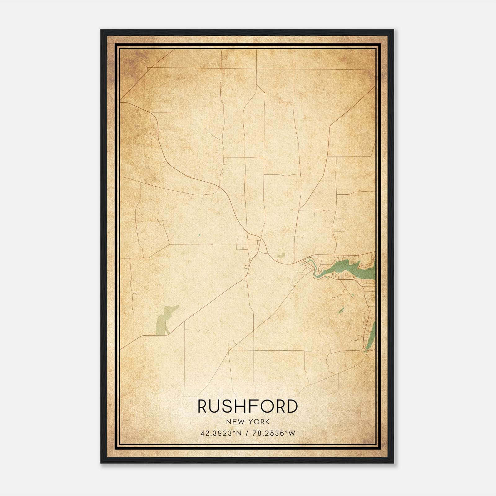 Vintage Rushford New York Map Poster, Rushford NY City Road Wall Art Print Vintage Rushford New York Map Poster, Rushford NY City Road Wall Art Print