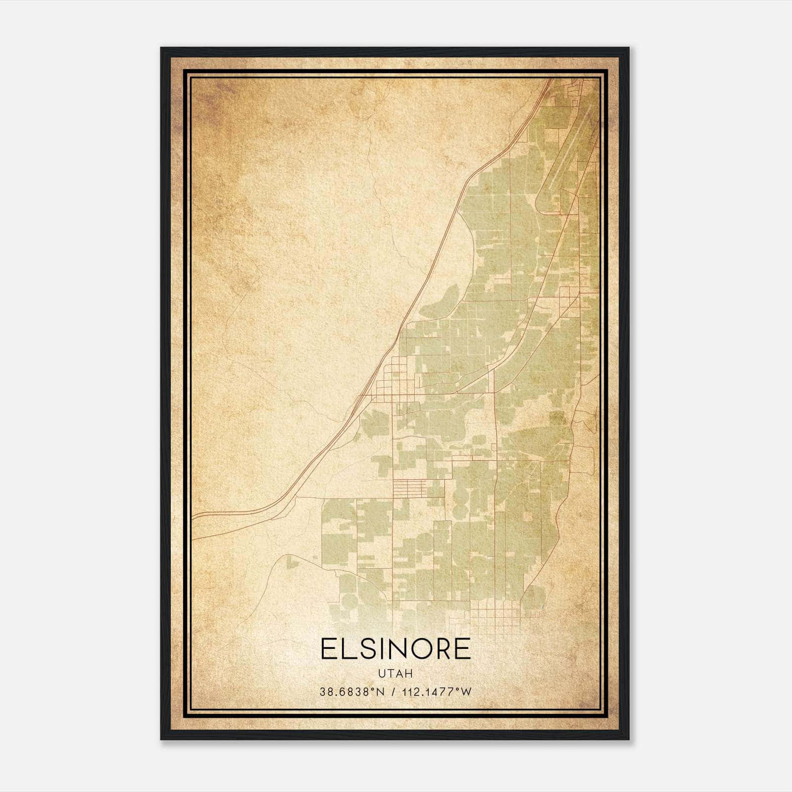 Vintage Elsinore Utah Map Poster, Elsinore UT City Road Wall Art Print Vintage Elsinore Utah Map Poster, Elsinore UT City Road Wall Art Print