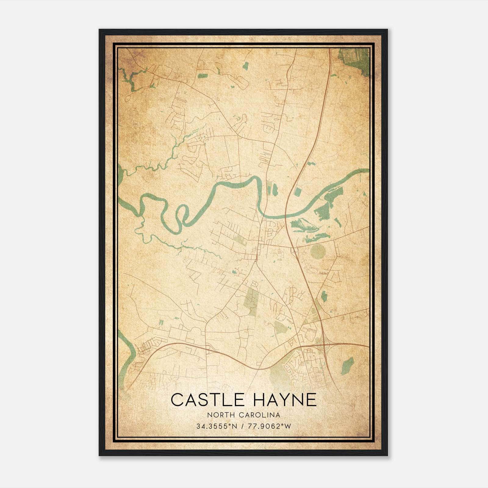 Vintage Castle Hayne North Carolina Map Poster, Castle Hayne NC City Road Wall Art Print Vintage Castle Hayne North Carolina Map Poster, Castle Hayne NC City Road Wall Art Print