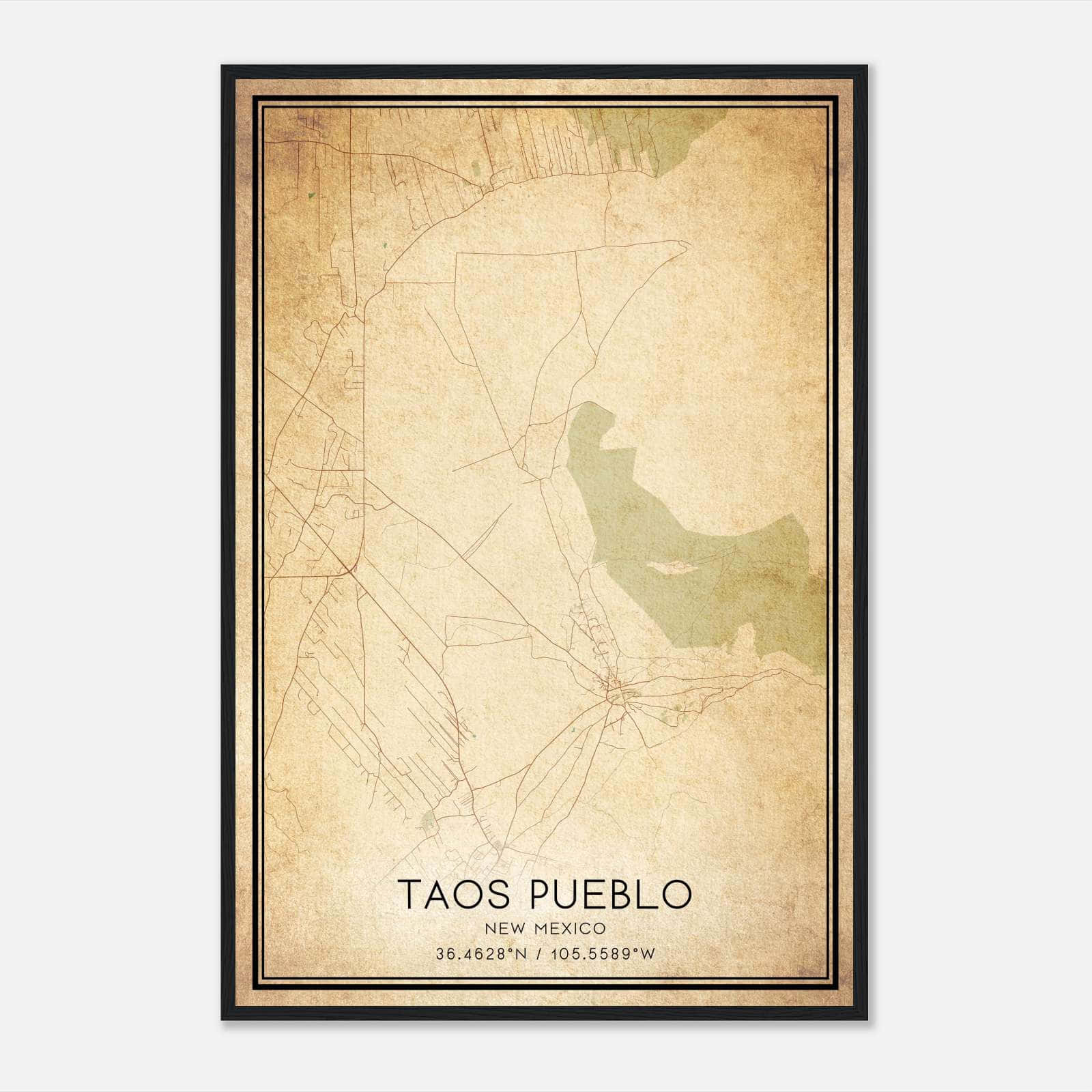 Vintage Taos Pueblo New Mexico Map Poster, Taos Pueblo NM City Road Wall Art Print Vintage Taos Pueblo New Mexico Map Poster, Taos Pueblo NM City Road Wall Art Print