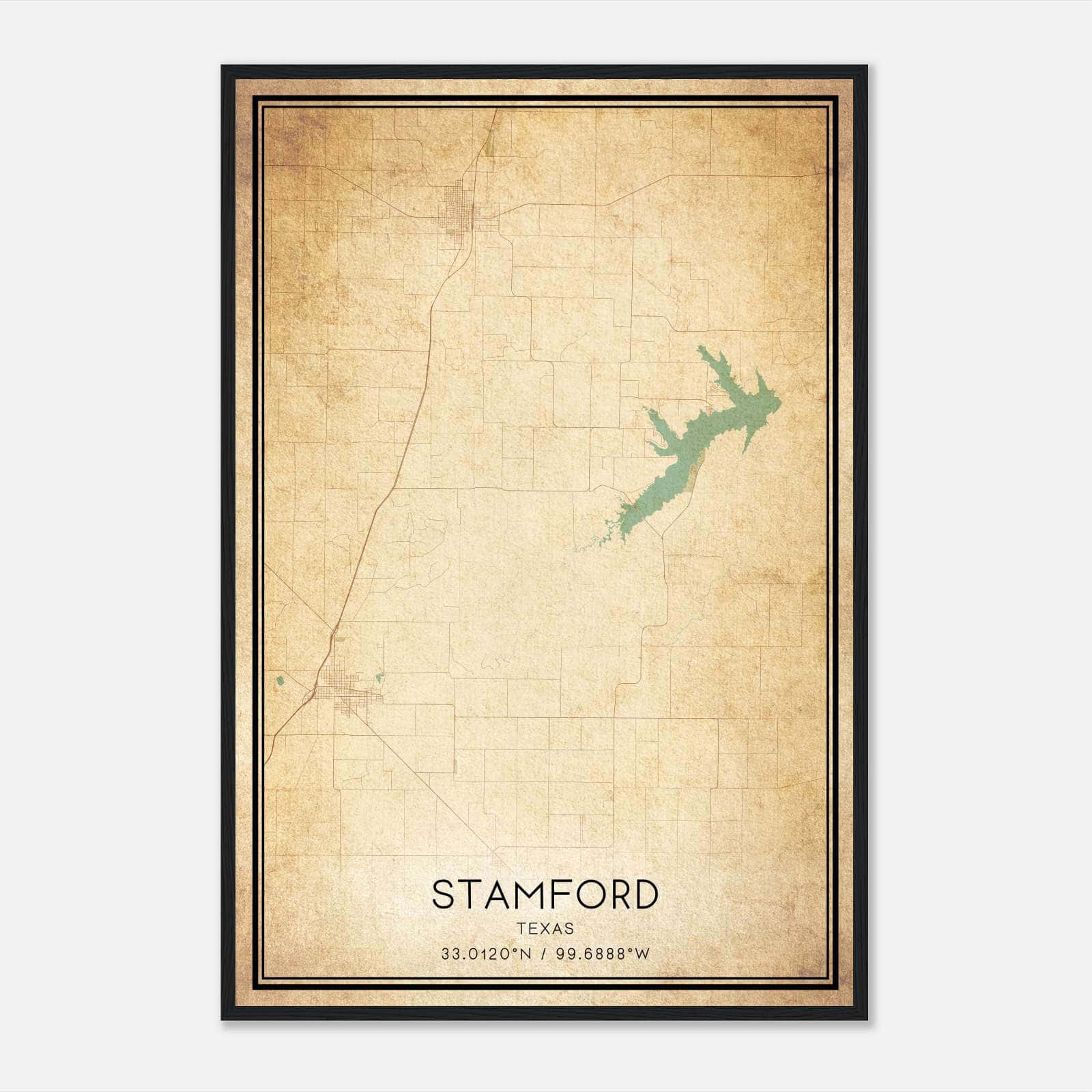 Vintage Stamford Texas Map Poster, Stamford TX City Road Wall Art Print Vintage Stamford Texas Map Poster, Stamford TX City Road Wall Art Print