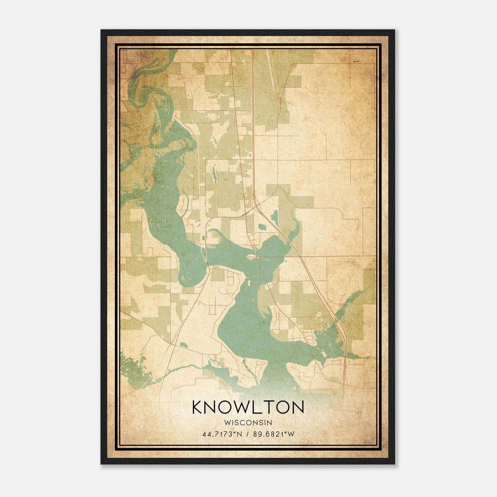 Vintage Knowlton Wisconsin Map Poster, Knowlton WI City Road Wall Art Print Vintage Knowlton Wisconsin Map Poster, Knowlton WI City Road Wall Art Print