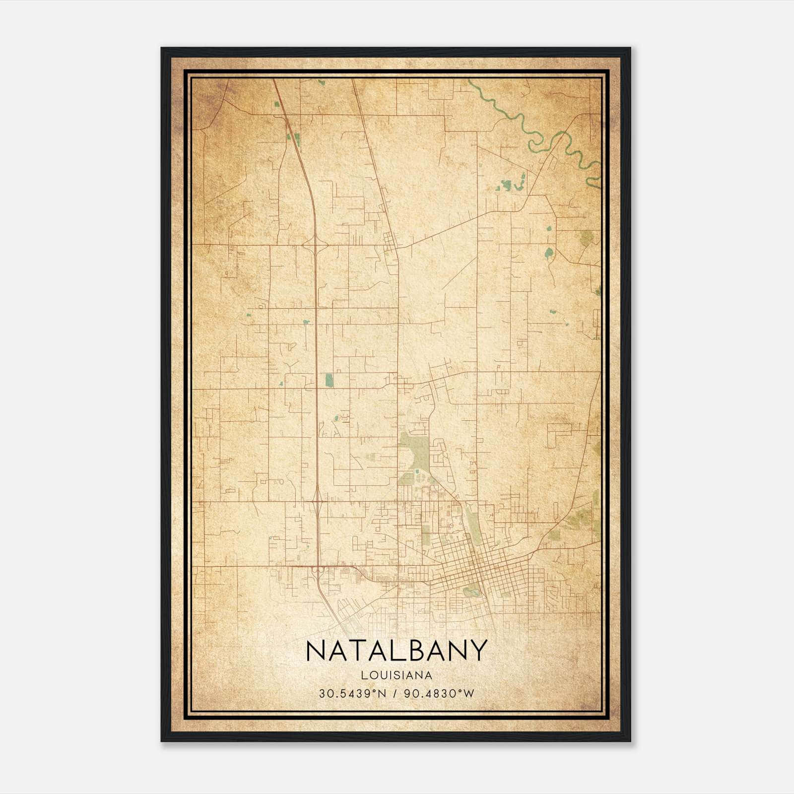 Vintage Natalbany Louisiana Map Poster, Natalbany LA City Road Wall Art Print Vintage Natalbany Louisiana Map Poster, Natalbany LA City Road Wall Art Print